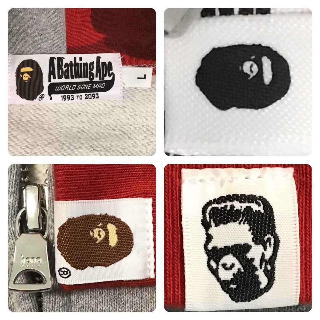 Bape BAPE Gray x Red camo shark full zip hoodie a bathing ape WGM Size US L / EU 52-54 / 3 - 7 Thumbnail