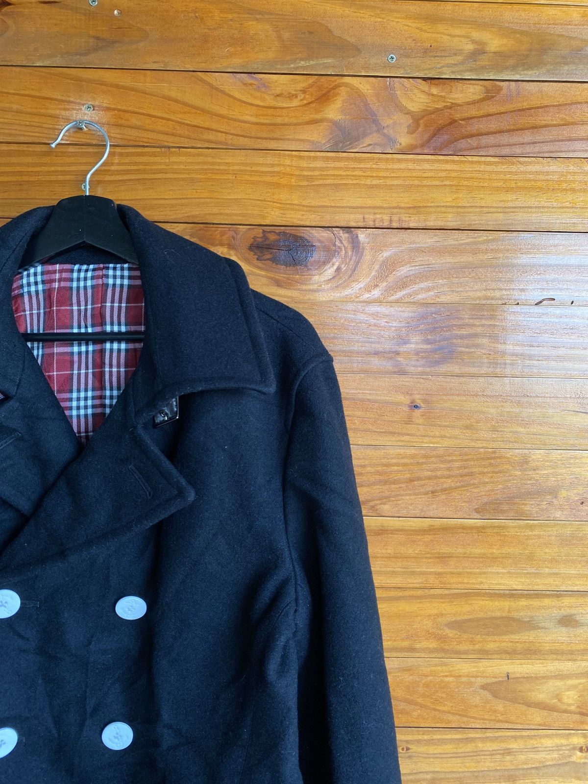 Japanese Brand Vintage Palms and Labske Black Wool Peacoat Plaid Lining Size US M / EU 48-50 / 2 - 8 Thumbnail