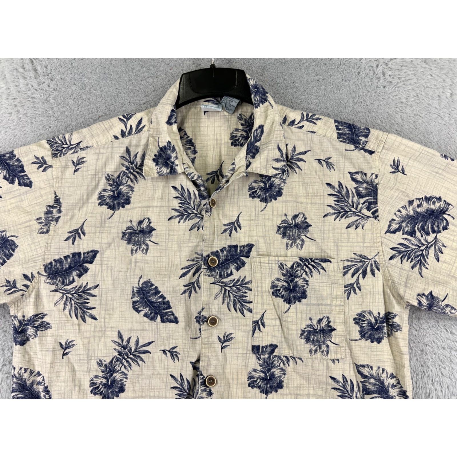Ocean Pacific Ocean Pacific Shirt Men Large Beige Blue Hibiscus Floral Hawaiian Vacation OP Shirt Mens L Beige Floral Hawaiian Surf Aloha Beach 80s? Size US L / EU 52-54 / 3 - 4 Thumbnail