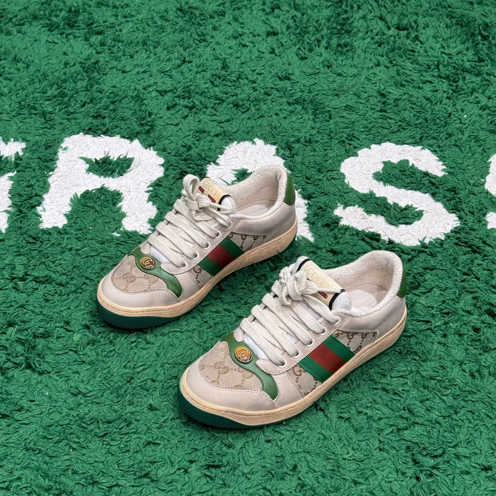 Gucci Gucci Distressed White Lowtop Sneakers us_5-5 Women Size US 5.5 / IT 35.5 - 1 Thumbnail
