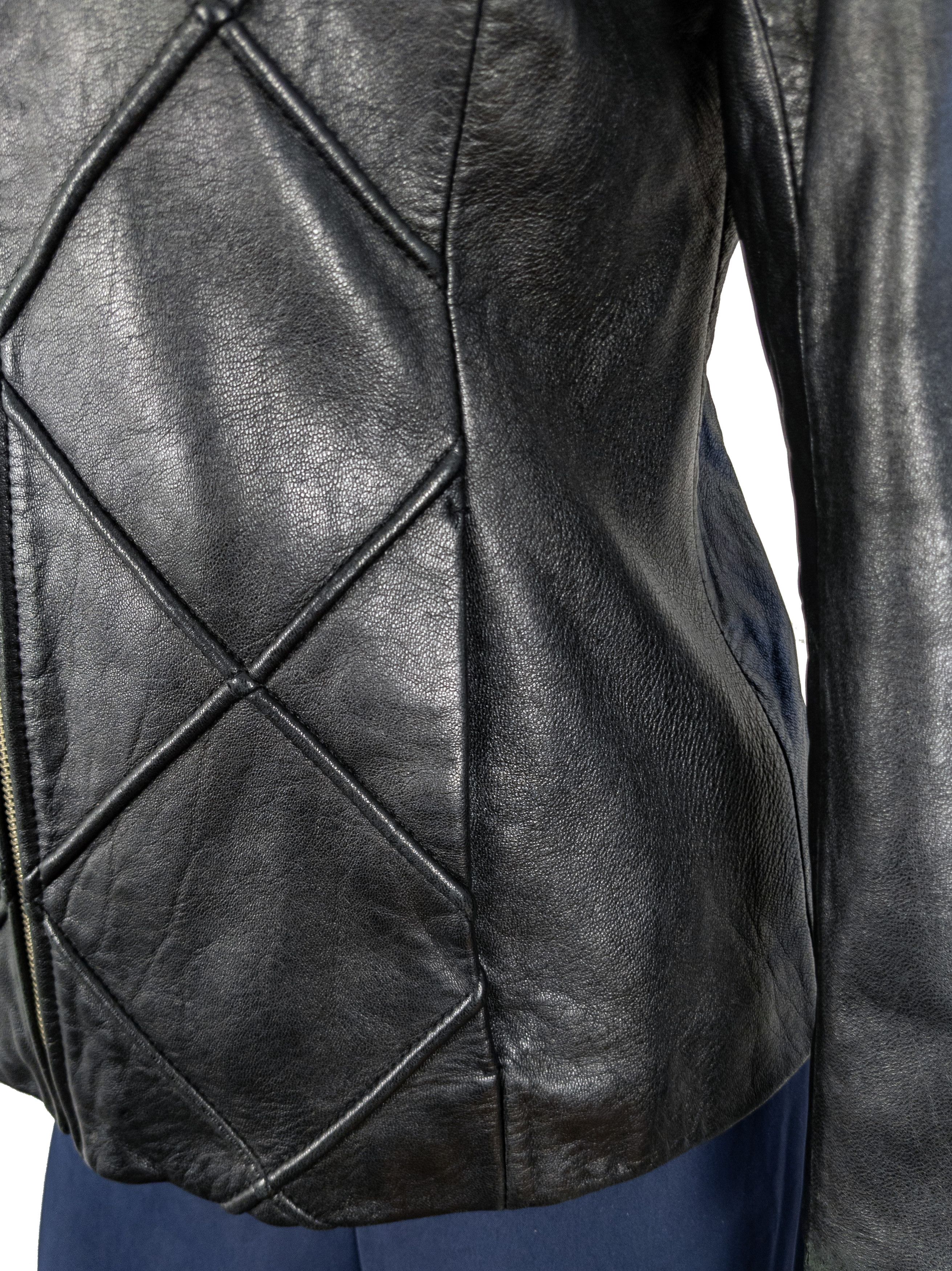 Mossimo Y2K Mossimo black women's leather jacket burgundy lining Size S / US 4 / IT 40 - 13 Thumbnail