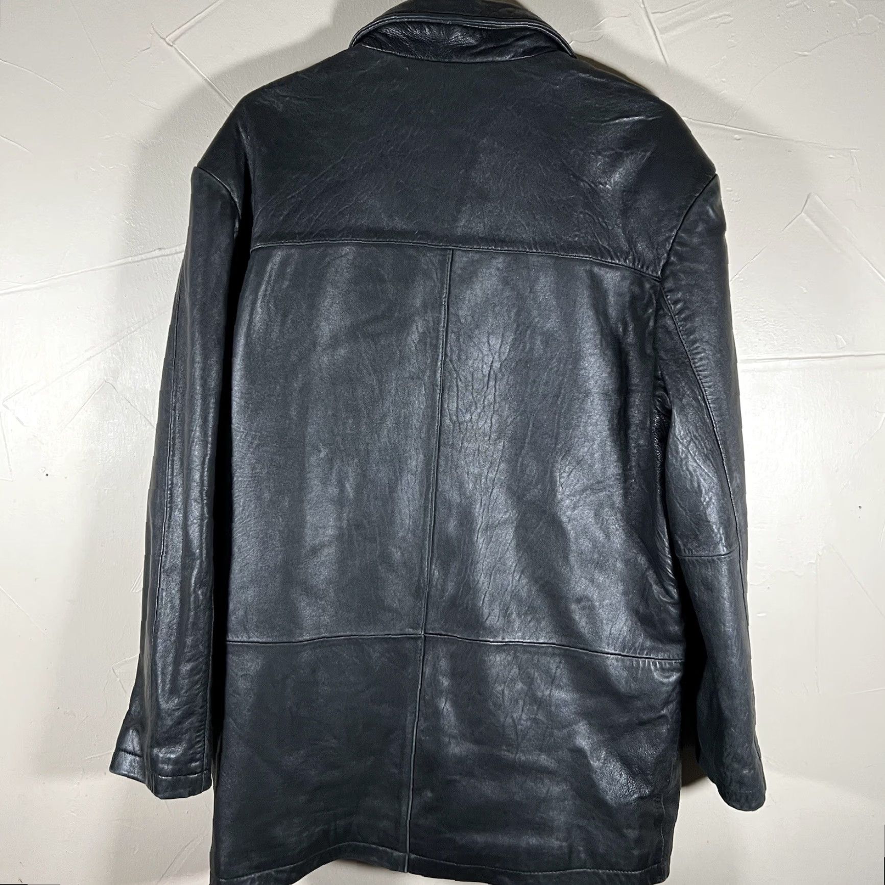 Perry Ellis Perry Ellis Womens Button Down Leather Jacket Black Long Coat M Size M / US 6-8 / IT 42-44 - 6 Thumbnail