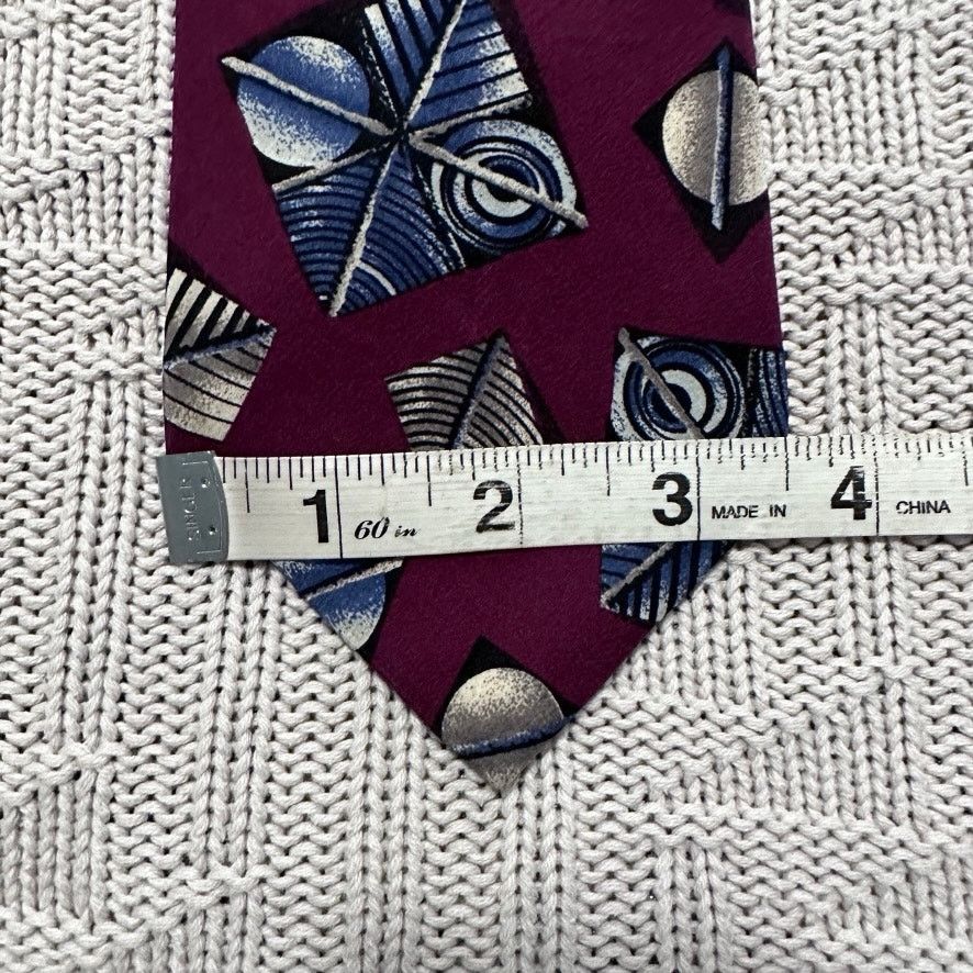 Dior Vintage 80s Dior maroon abstract print silk tie Size ONE SIZE - 5 Thumbnail