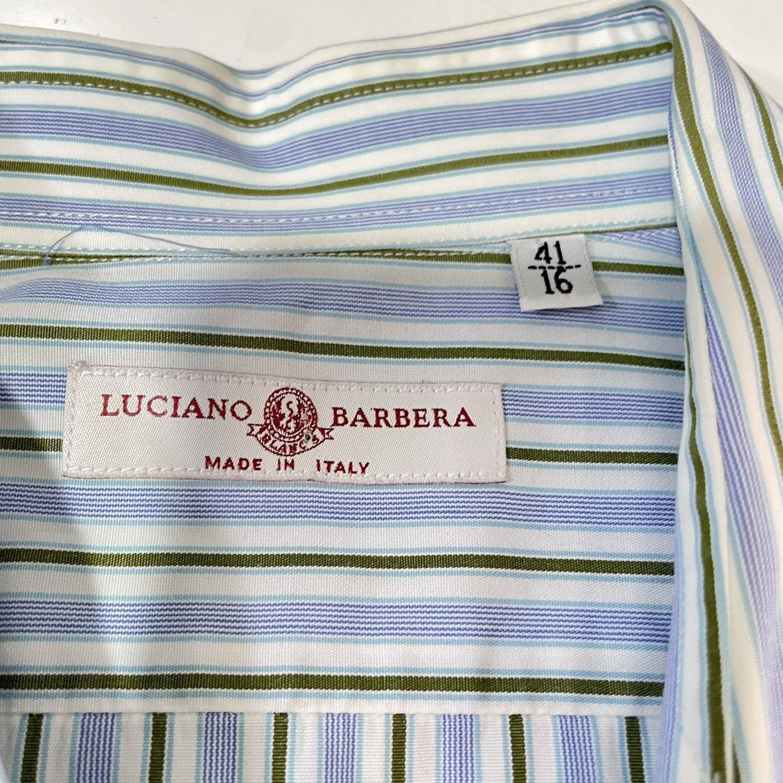 Barba Napoli Luciano Barbera Napoli Dress Shirt Men’s 16 41 Blue Green Size US L / EU 52-54 / 3 - 2 Thumbnail