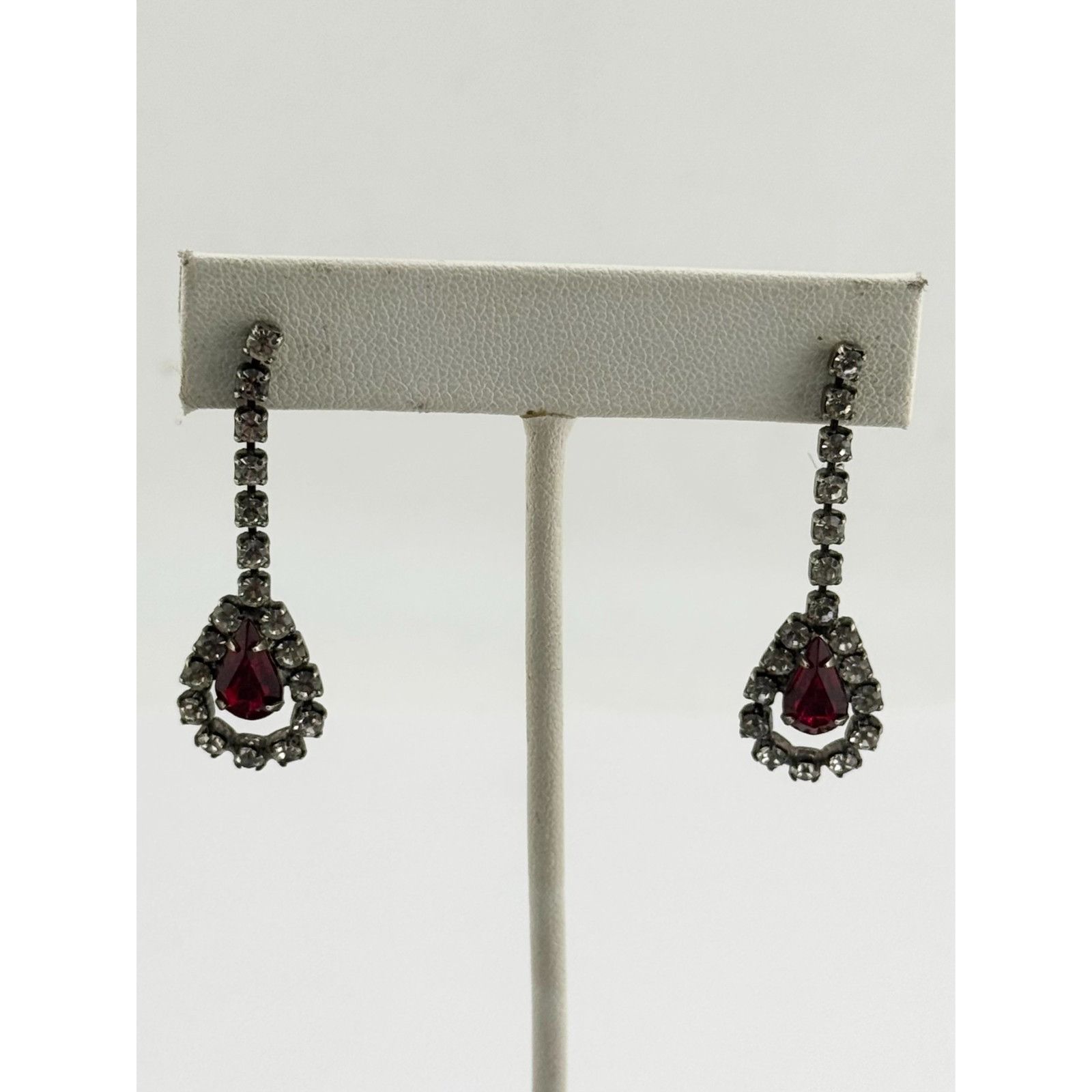Vintage Vintage red rhinestone dangle drop earrings Size ONE SIZE - 3 Thumbnail