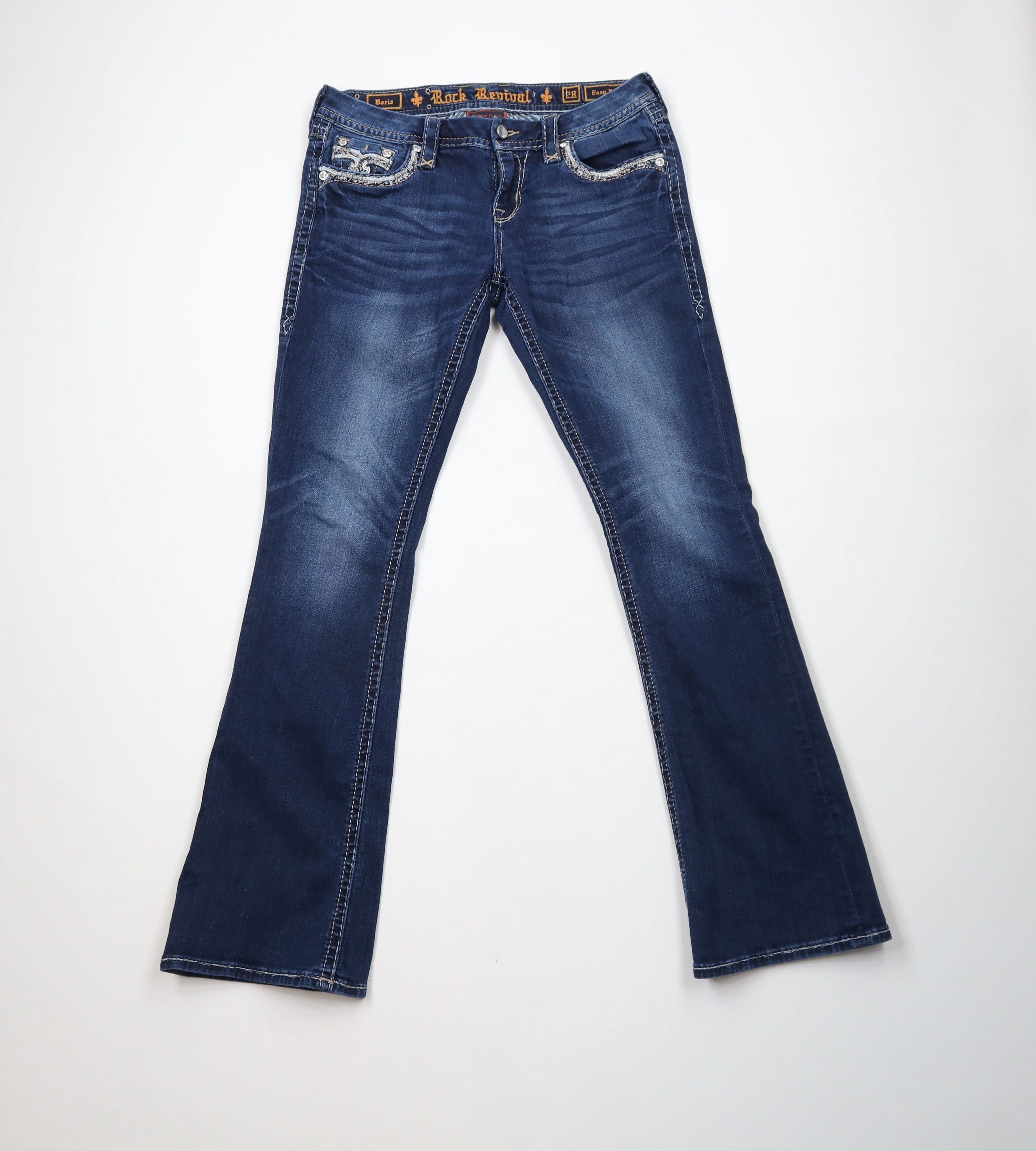 Vintage Rock Revival Stitch Jeweled Boris Easy Boot Denim Jeans Size 28" / US 6 / IT 42 - 1 Thumbnail