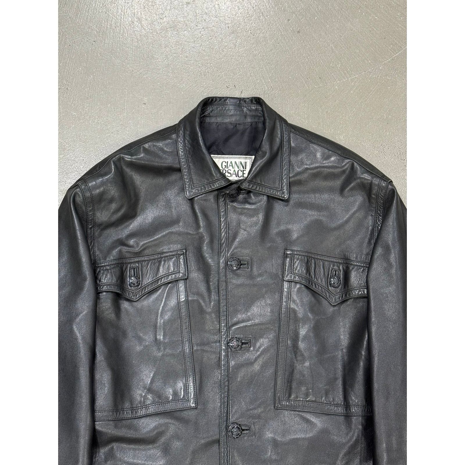 Versace 1990s Gianni Versace oversized cropped leather jacket Size ONE SIZE - 3 Thumbnail