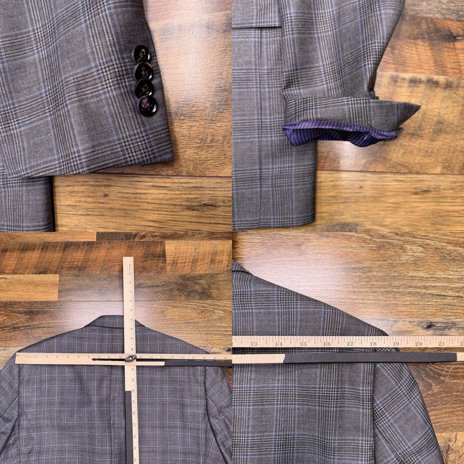 Ted Baker Ted Baker Sport Coat Blazer 42 Long Gray Plaid Wool Men Jacket Coat Formal Wedding Size 42R - 8 Thumbnail