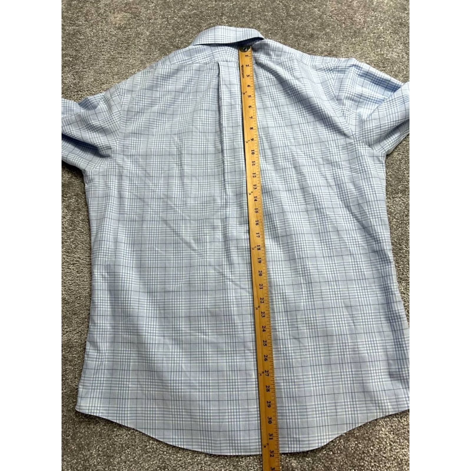 Brooks Brothers Brooks Brothers 346 Dress Shirt Mens 17 Blue Plaid Slim Fit Button Up Shirt Size 46R - 5 Thumbnail