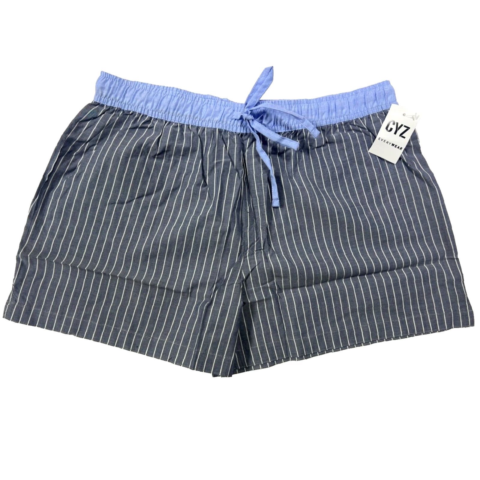 Vintage CYZ Boxers Men 100% Cotton Poplin 4 PCS Grey & White / Light Blue & White Medium Adult Mens Size 40R - 6 Thumbnail