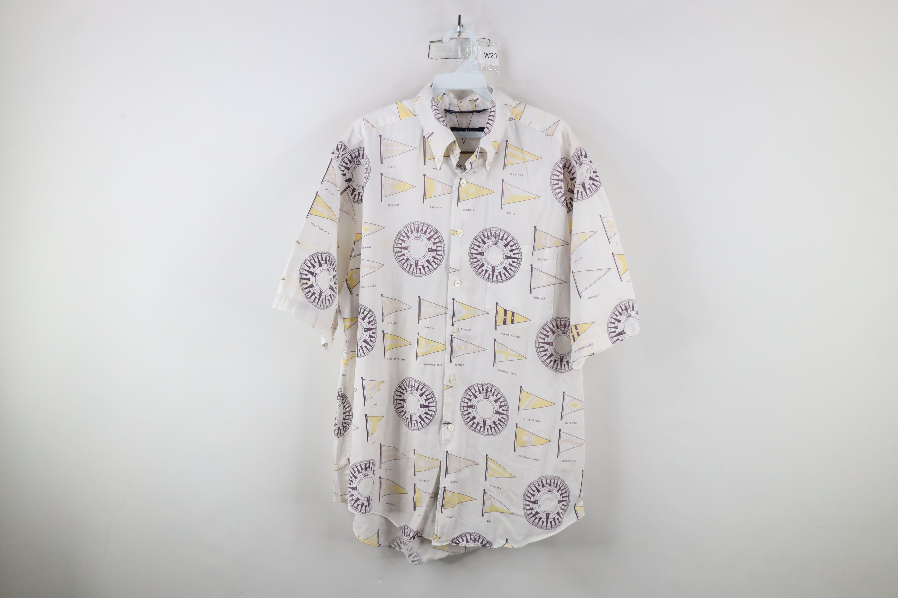 Nautica × Vintage Vintage 90s Nautica Flag All Over Print Button Down Shirt Size US L / EU 52-54 / 3 - 1 Thumbnail