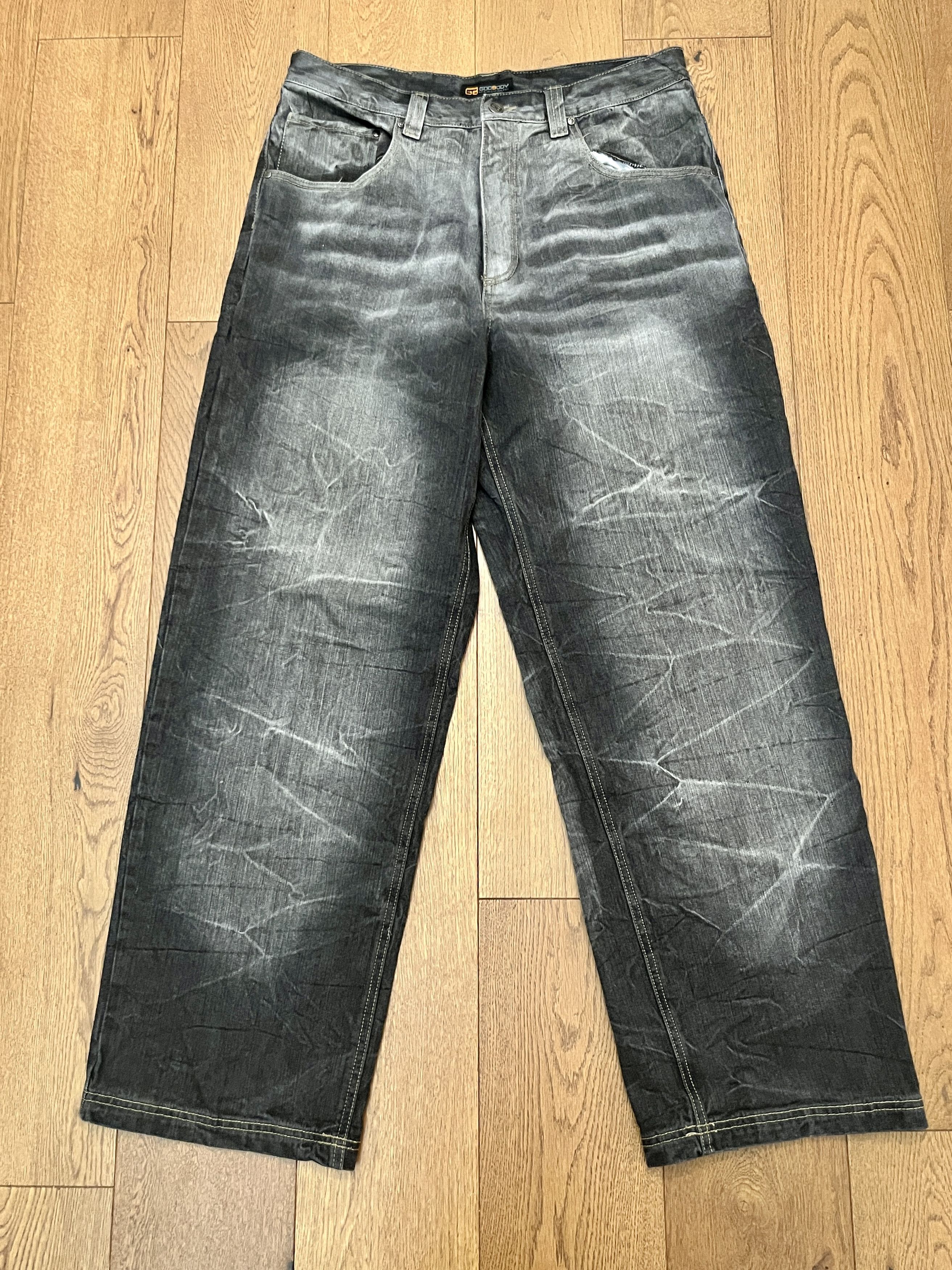 Vintage Vtg GodBody Y2K Wide Leg Baggy Lightning Wash Jeans Size US 34 / EU 50 - 1 Thumbnail