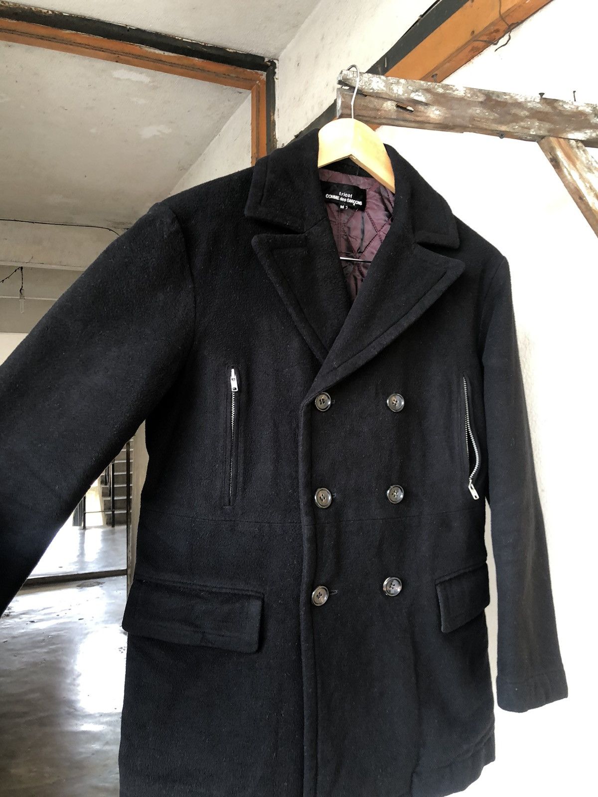Comme des Garcons 🥷 Comme des Garcons Fleece Winter Pea Coat Jacket Size M / US 6-8 / IT 42-44 - 11 Thumbnail