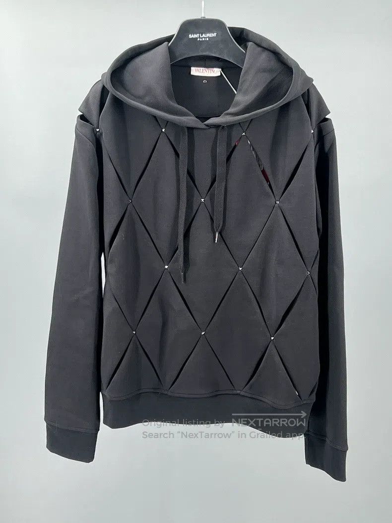 Valentino Valentino Men's black cotton cut-out hooded pullover sweat Size US L / EU 52-54 / 3 - 1 Thumbnail