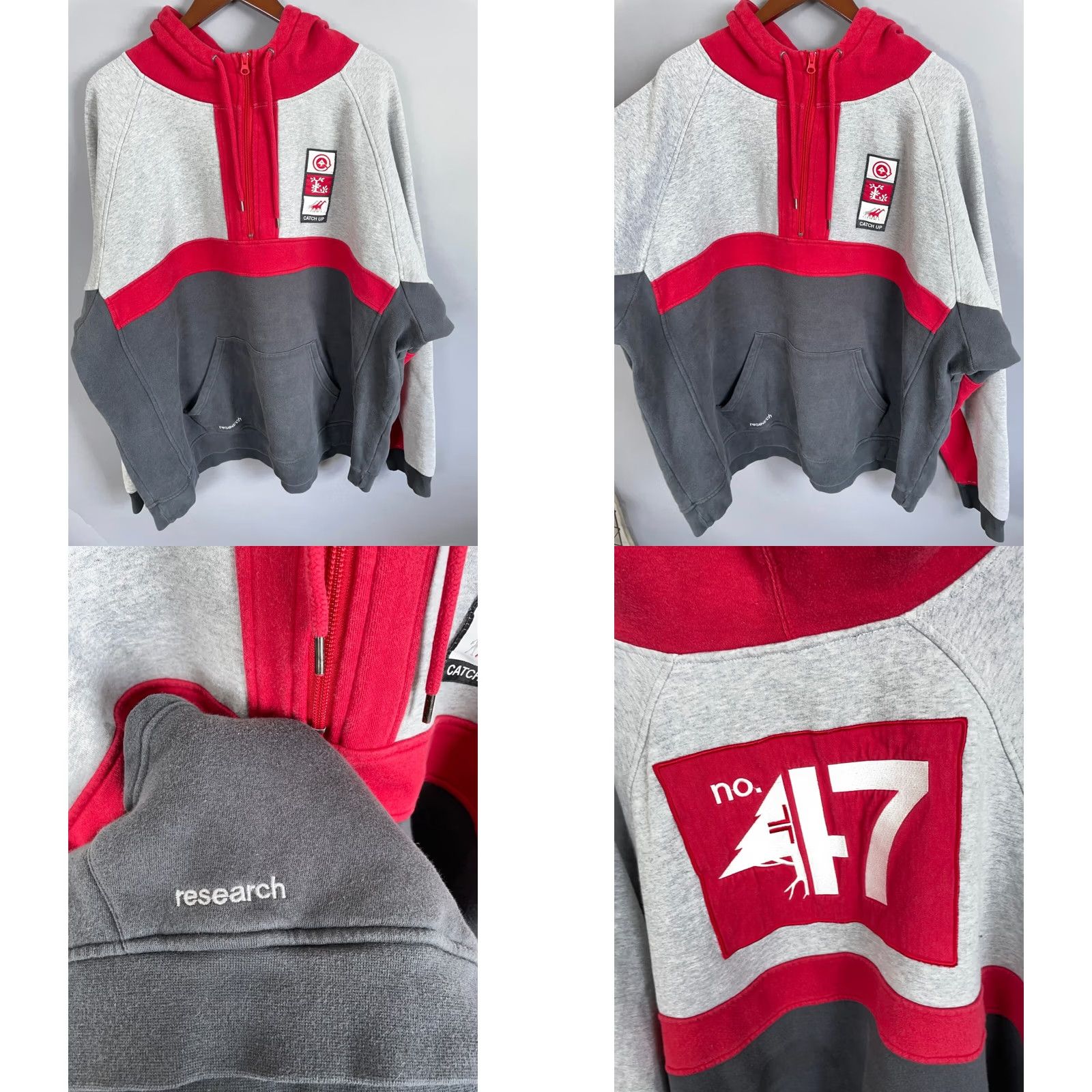 Vintage LRG Hoodie Men's 4XL Gray 1/4 Zip Heavyweight Sweatshirt Pullover Crew Neck Long Sleeve Pockets Graphic Print Hip Hop Style Fir 4XL Mens Size US XXL / EU 58 / 5 - 9 Thumbnail
