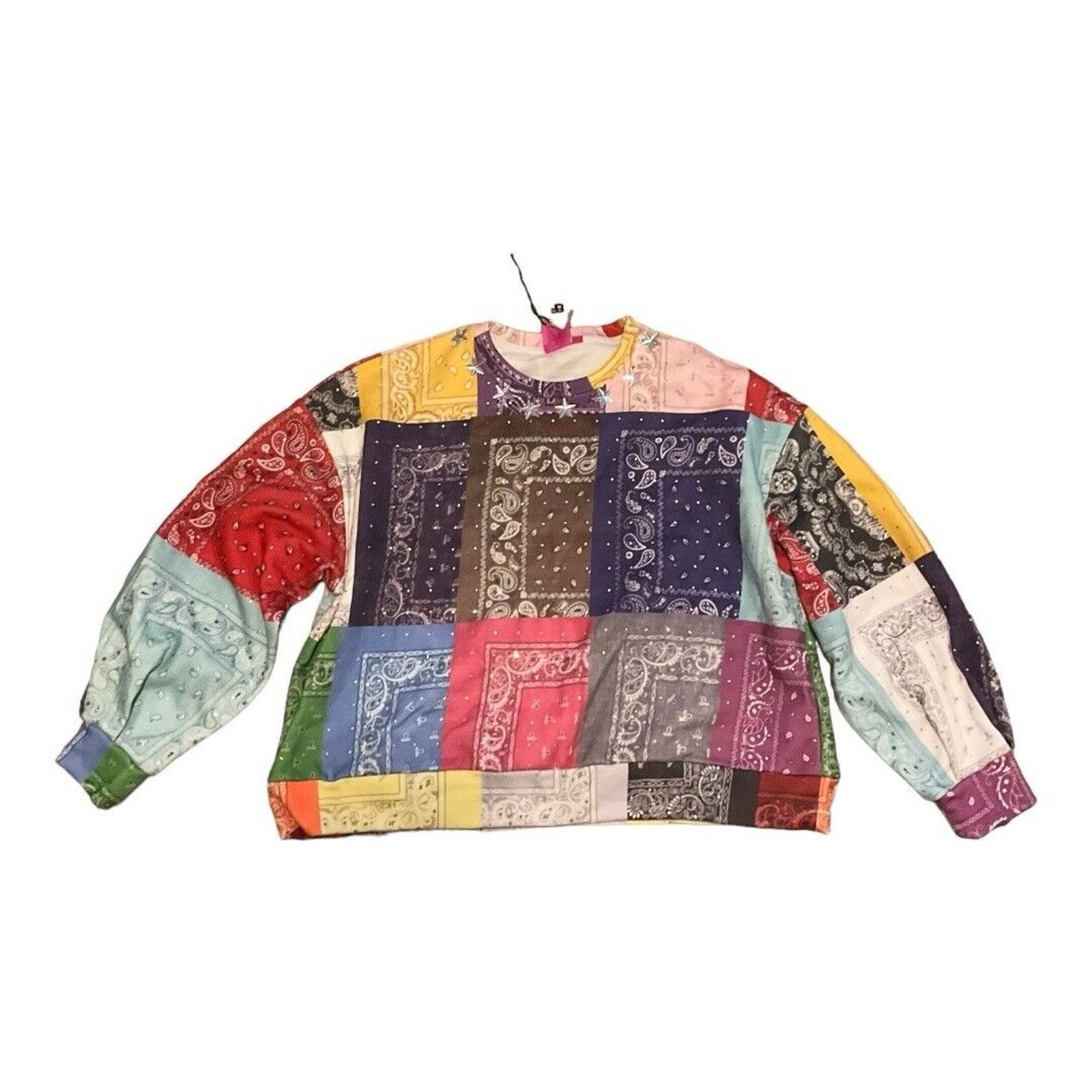 image of Queen Of Sparkles Rainbow Bandana Sweatshirt Nwt, Women's (Size Small)