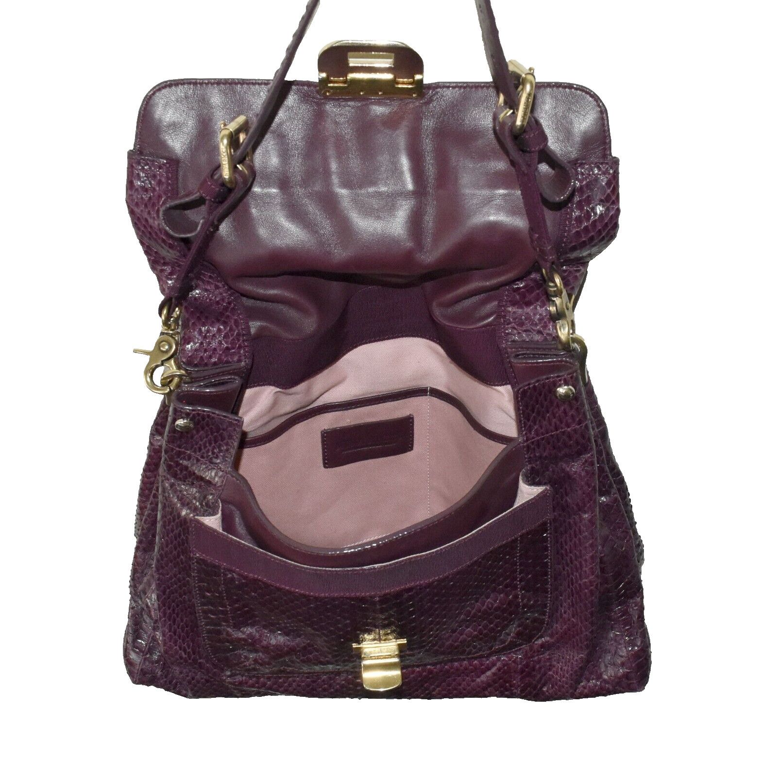 Nina Ricci NINA RICCI Python Texture Leather FoldOver Liane Satchel Bag Size ONE SIZE - 8 Thumbnail
