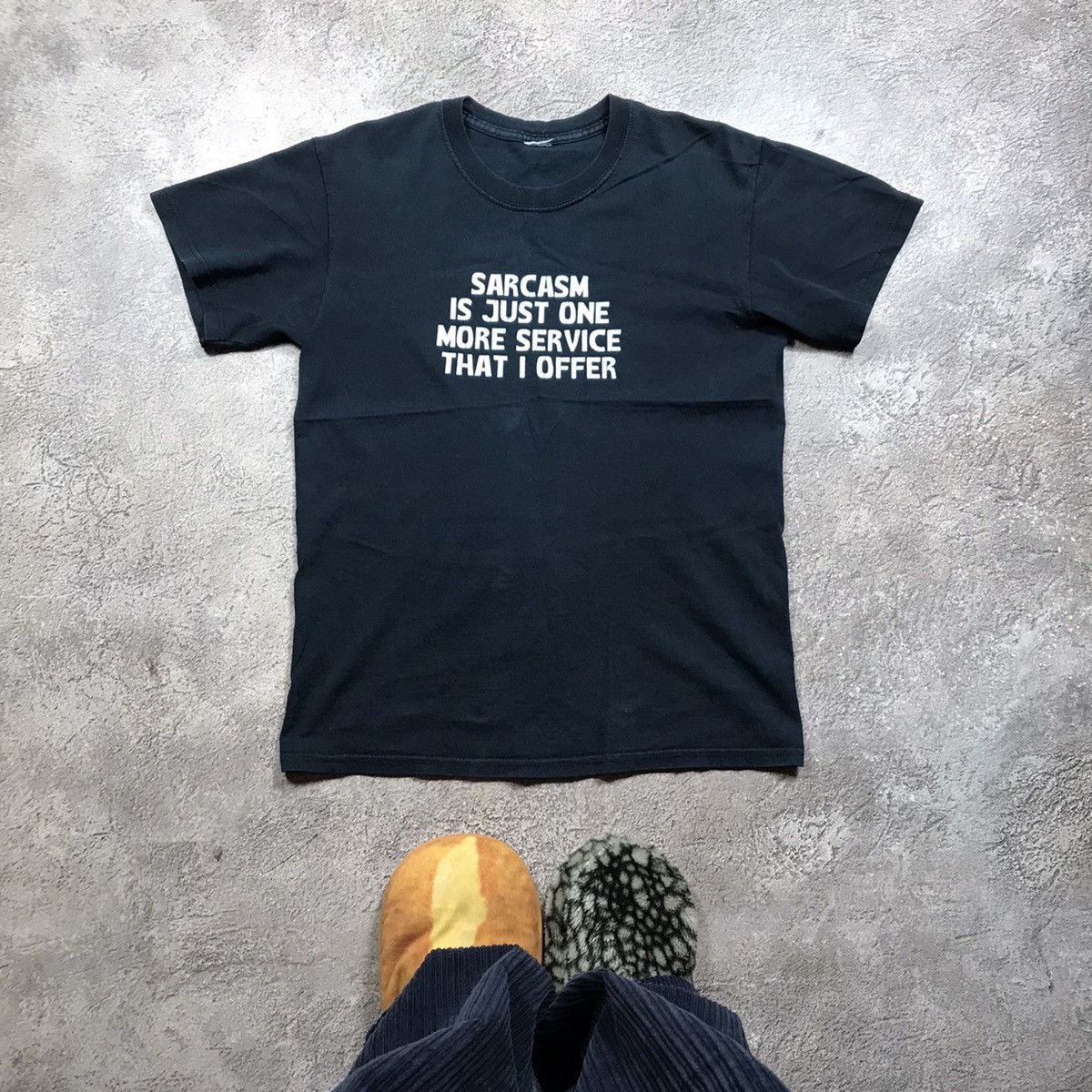 Vintage Vintage 90s Sarcasm Graphic Tee Sun Faded Streetwear Boxy S Size US S / EU 44-46 / 1 - 1 Thumbnail