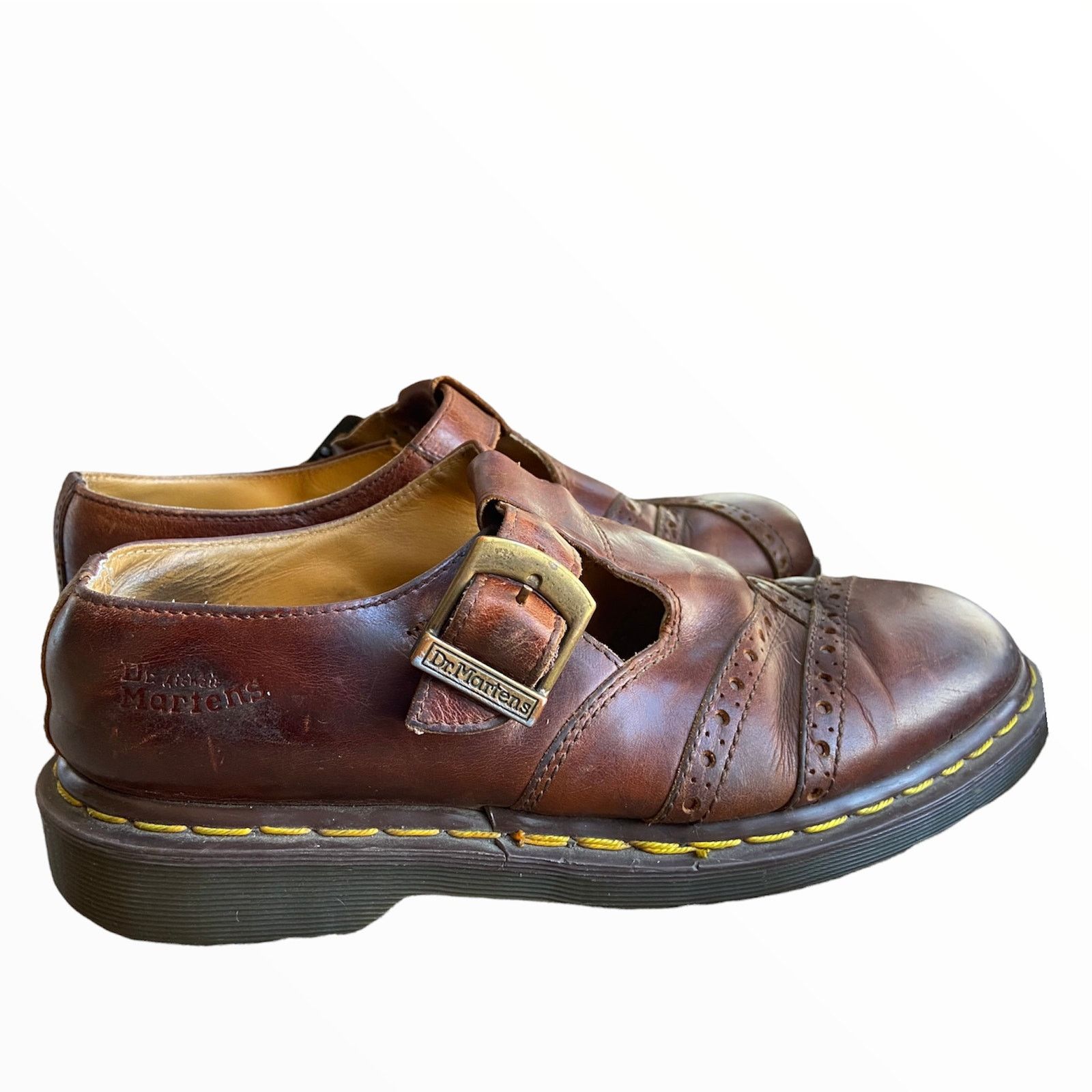 image of Dr Martens Mary Janes Tricolor Leather Vintage England 8 Shoes in Brown, Men's