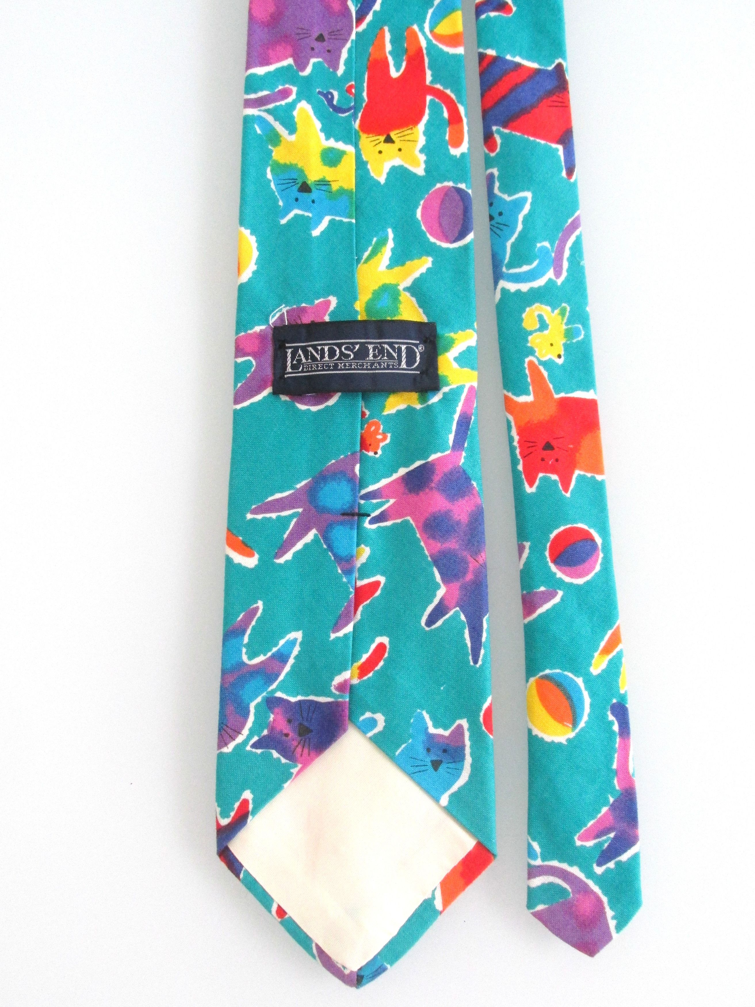 Lands' End Lands' End Men's "Cat" Cotton Tie Size ONE SIZE - 4 Thumbnail