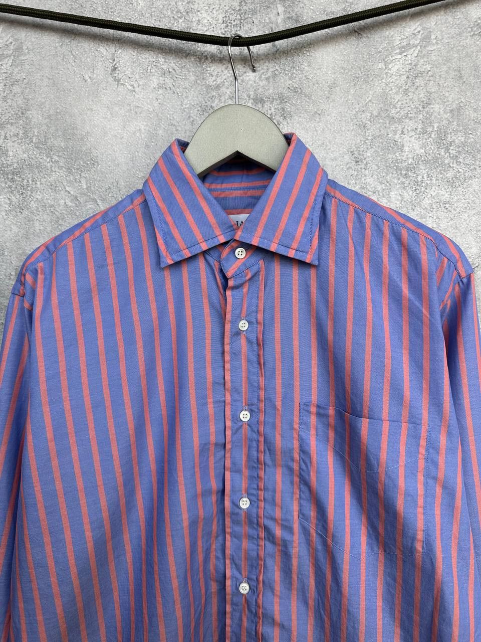 Other ORIAN dal 1968 Striped Button Up Shirt Blue & Coral Cotton Size US L / EU 52-54 / 3 - 4 Thumbnail