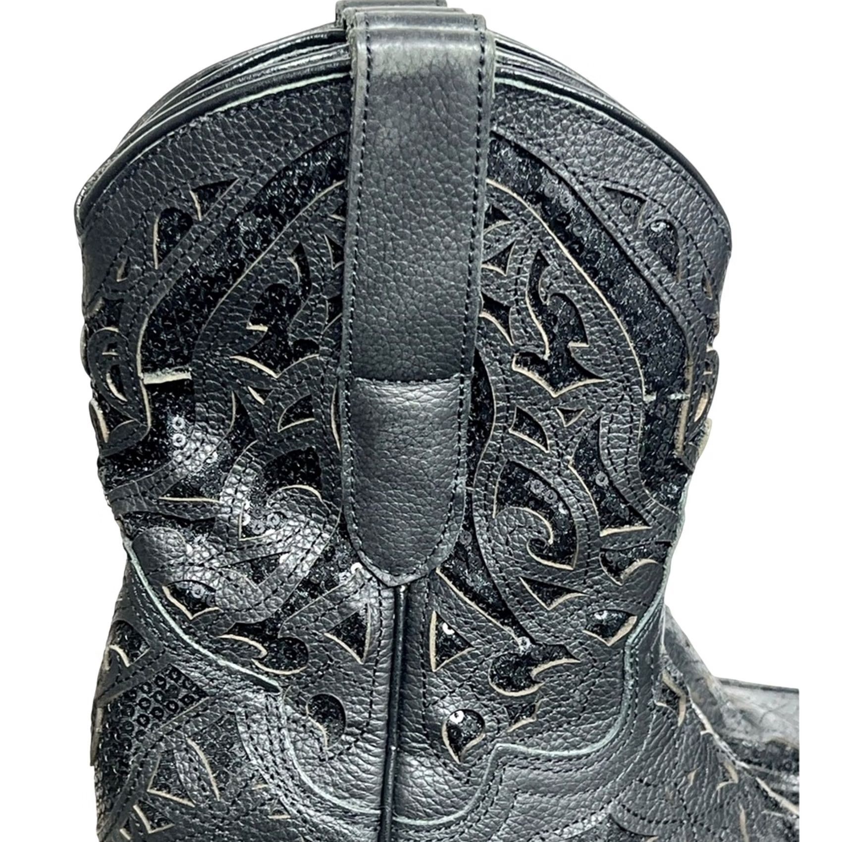 Vintage VINTAGE? JB Dillon Reserve Womens Cowgirl Leather Boot Black Sequin Sz 6 B Size US 6 / IT 36 - 5 Thumbnail