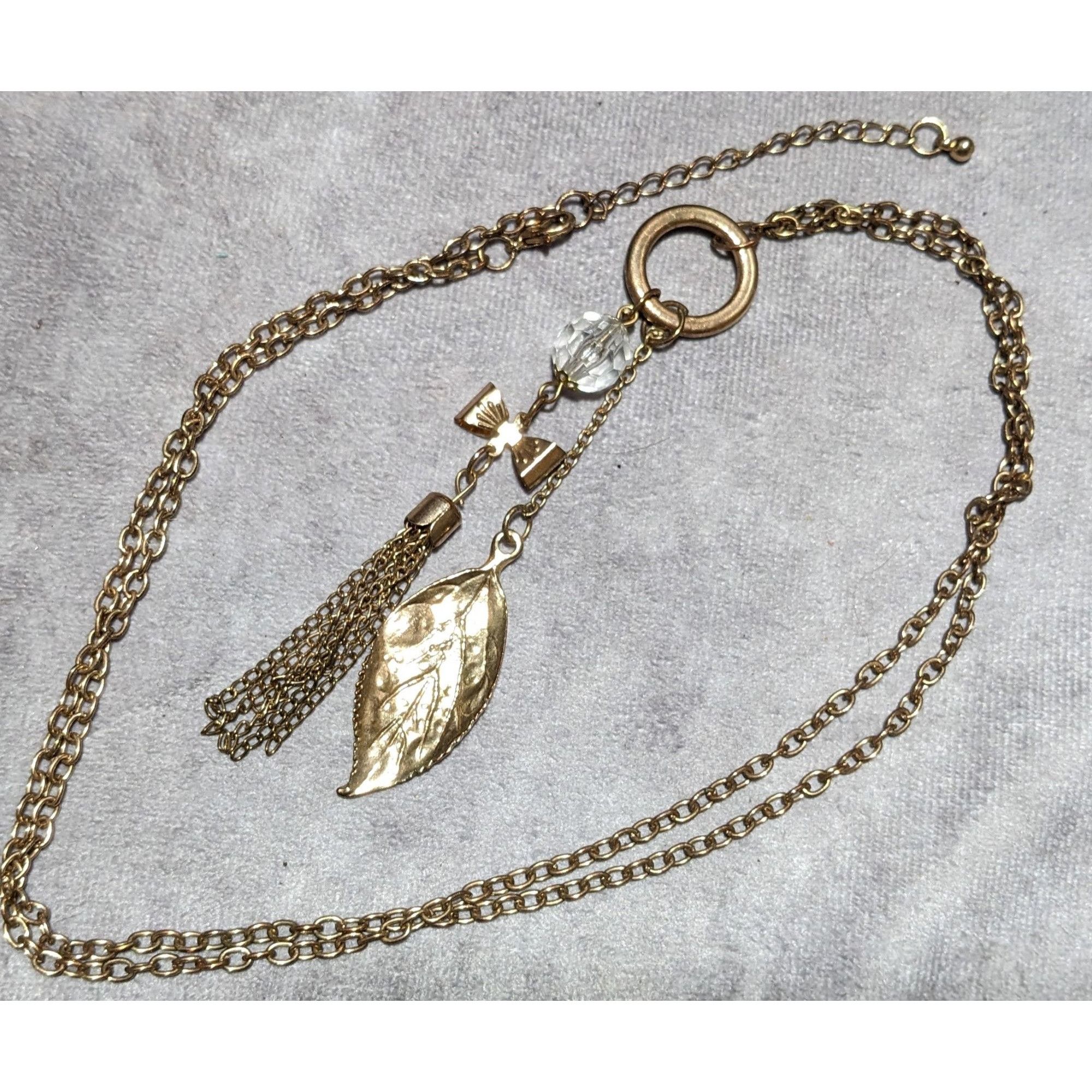 Other Gold Coquette Bow And Leaf Tassel Necklace Size ONE SIZE - 9 Thumbnail