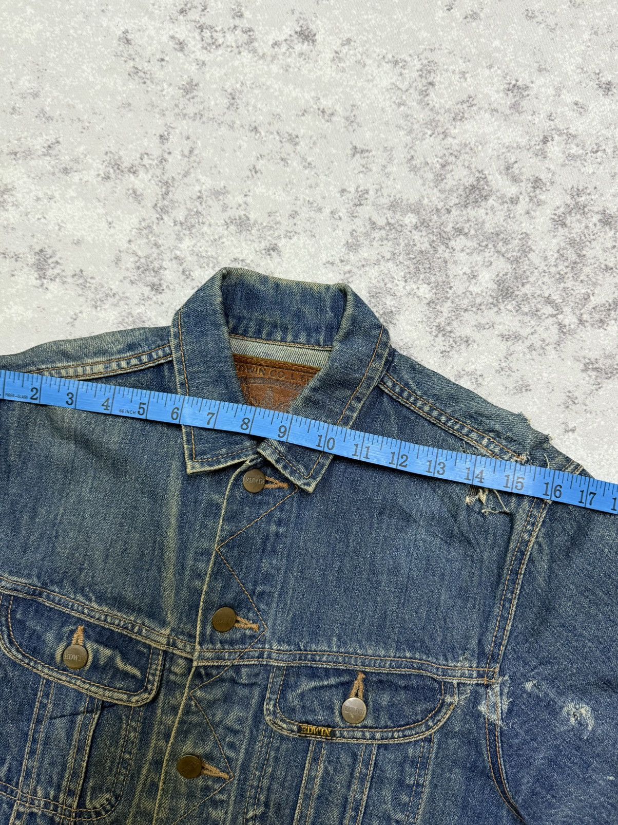 Edwin Vintage 80s Edwin Distressed Denim Trucker Jacket Jeans Size US S / EU 44-46 / 1 - 19 Thumbnail