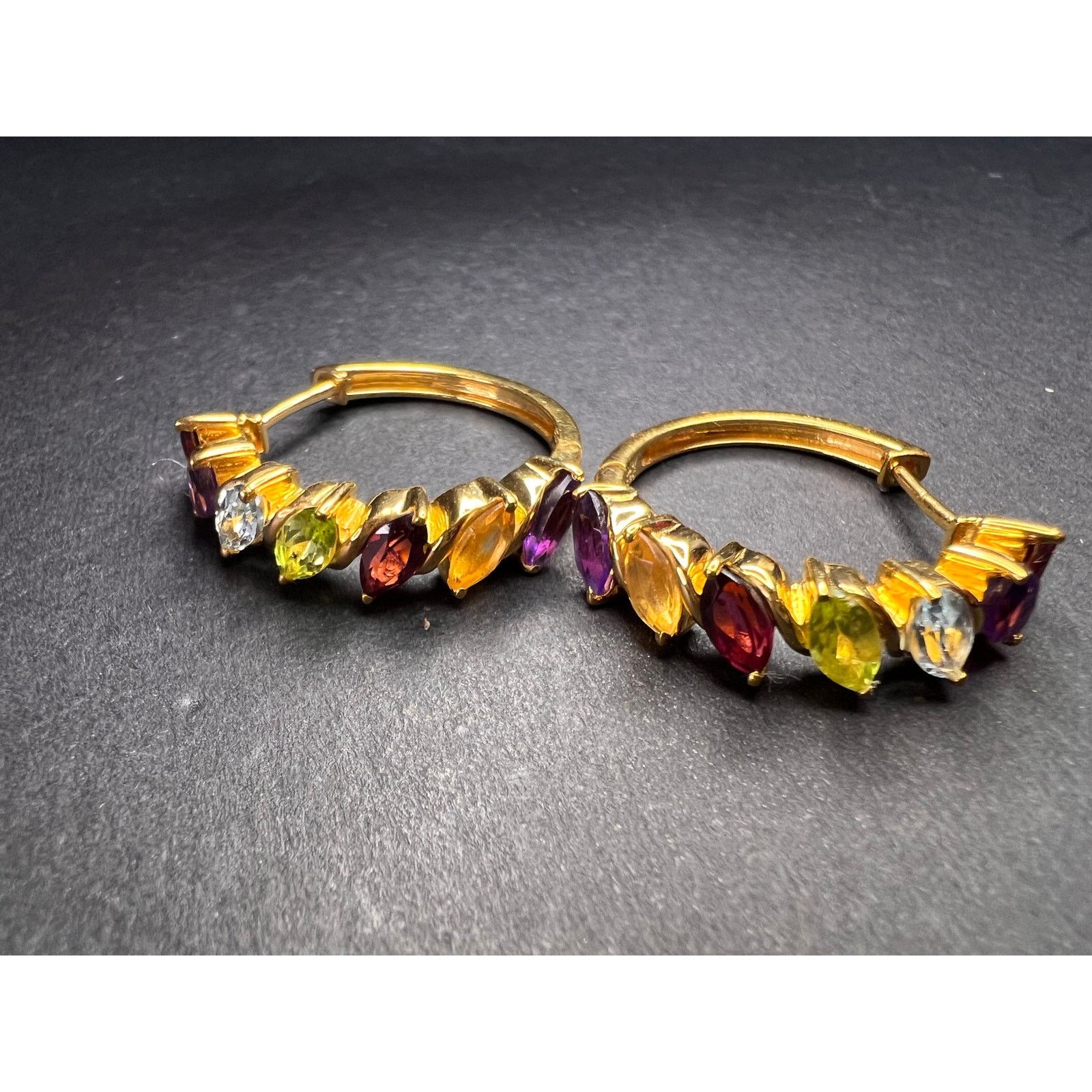Other NEW multi gemstone hoop earrings in vermeil over 925 silver Size ONE SIZE - 1 Thumbnail