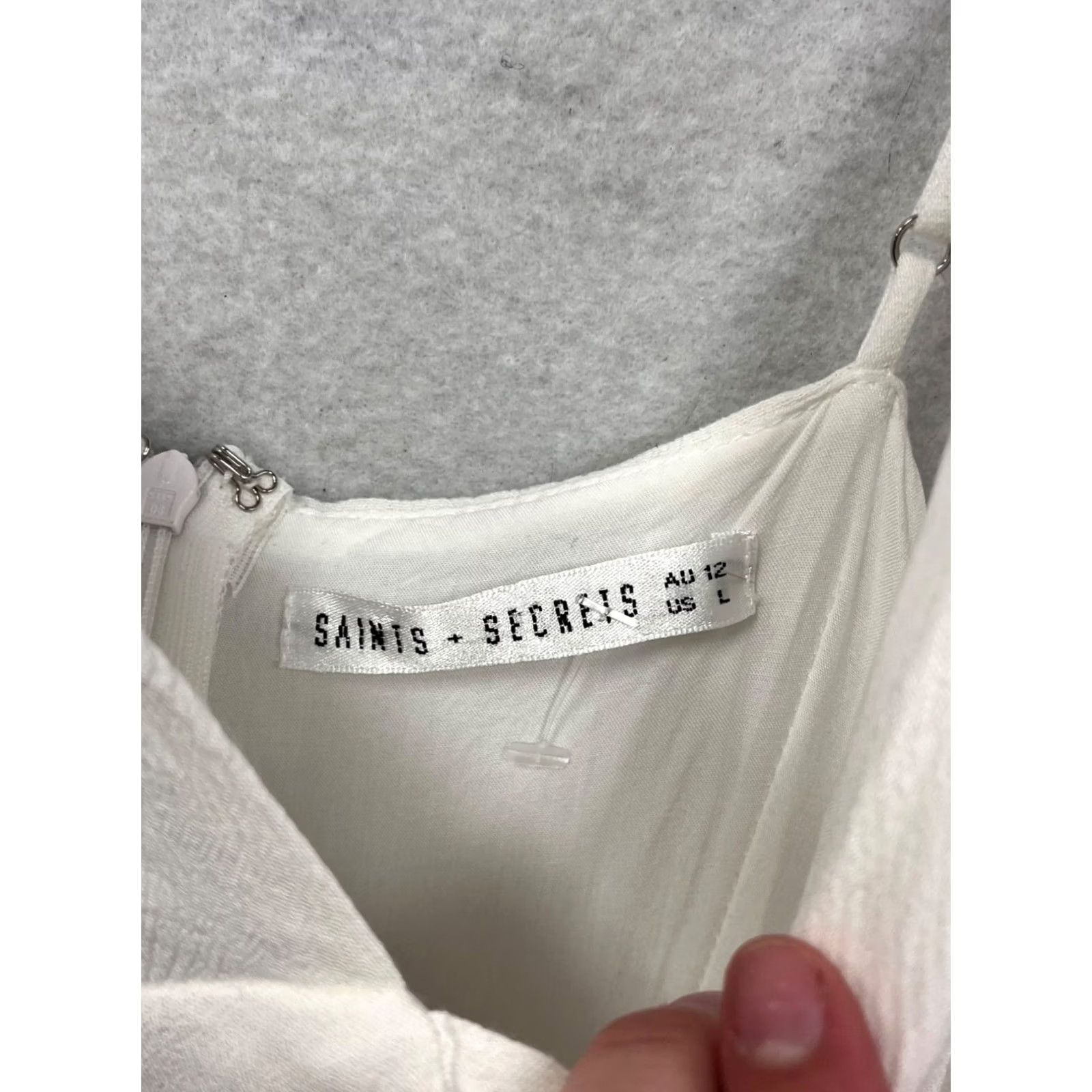 Vintage Saints + Secrets Dress Women's L White Mini Tiered Ruffle Short Sleeves Adjustable Straps Back Zipper Womens L Size L / US 10 / IT 46 - 3 Thumbnail
