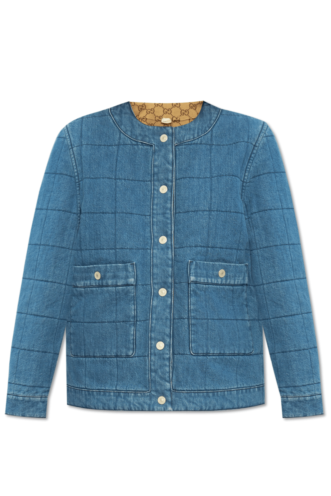 GUCCI Blue/Beige GG Denim Reverisble Jacket New & Authentic