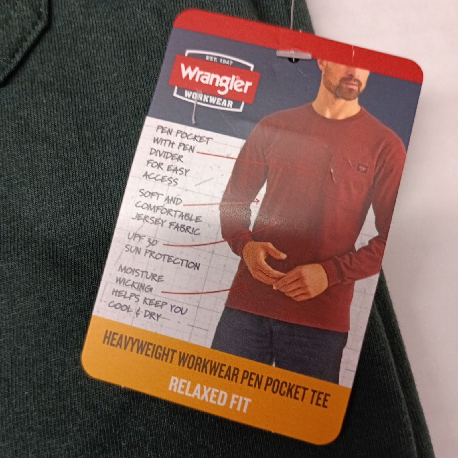 Wrangler Wrangler Pen Pocket Tee Men's S (34-36) Green Relaxed Fit Size US S / EU 44-46 / 1 - 4 Thumbnail