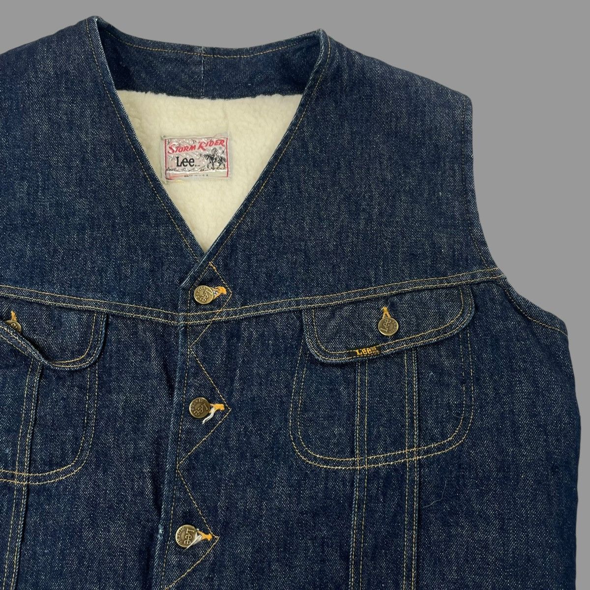 Lee × Vintage Vintage 1970s Lee storm rider denim sherpa vest Size US M / EU 48-50 / 2 - 4 Thumbnail