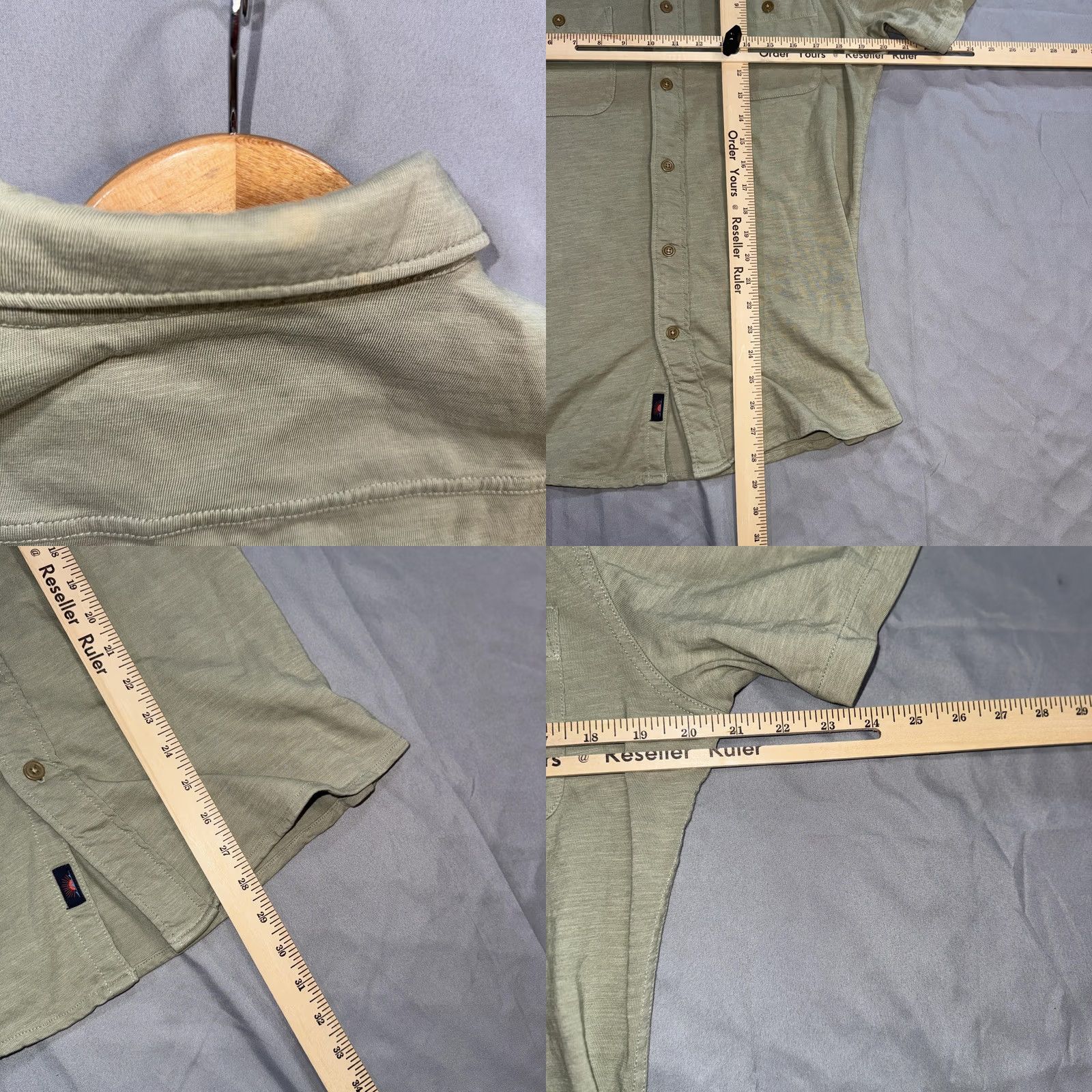 Faherty Faherty Shirt Mens Medium Green Short Sleeve Button-Up Casual Jersey Knit with Pockets Size US M / EU 48-50 / 2 - 8 Thumbnail