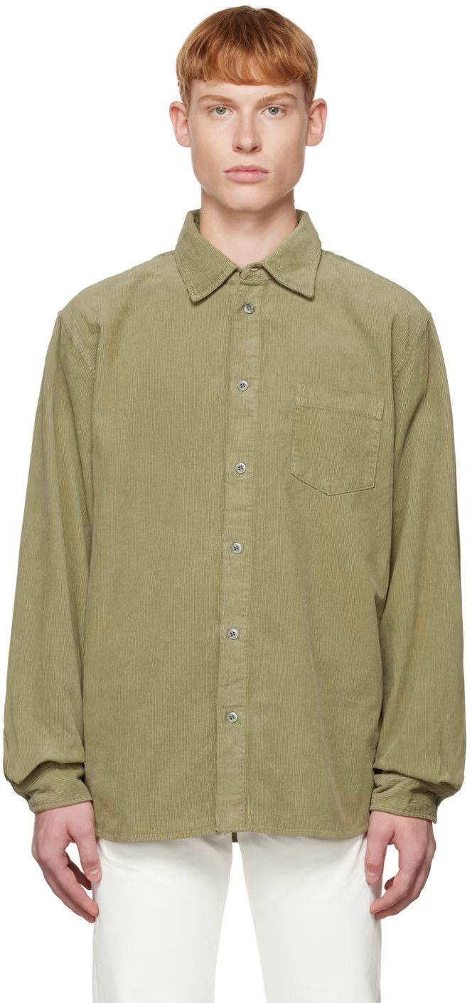 image of John Elliott Corduroy Cloak Shirt - Olive in Green, Men's (Size Small)