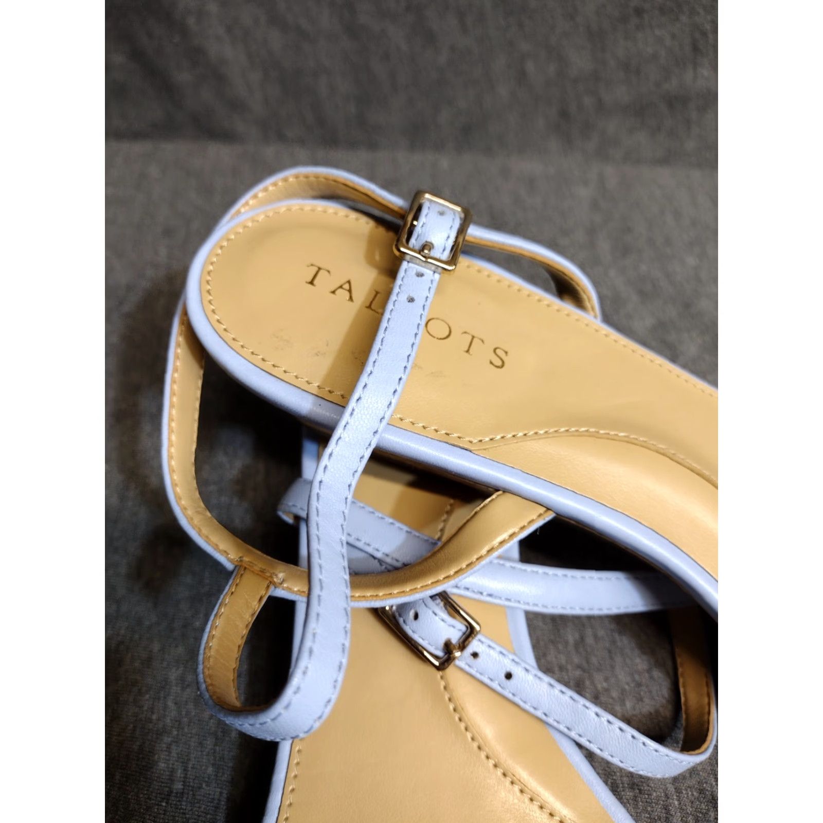 Talbots TALBOTS Capri Woven Nappa Sandals Blu Sky 10M Capri Woven Sandal Women Sky Blue Buckle Adjustable Leather Cuban Heel Shoes Size US 8 / IT 38 - 7 Thumbnail