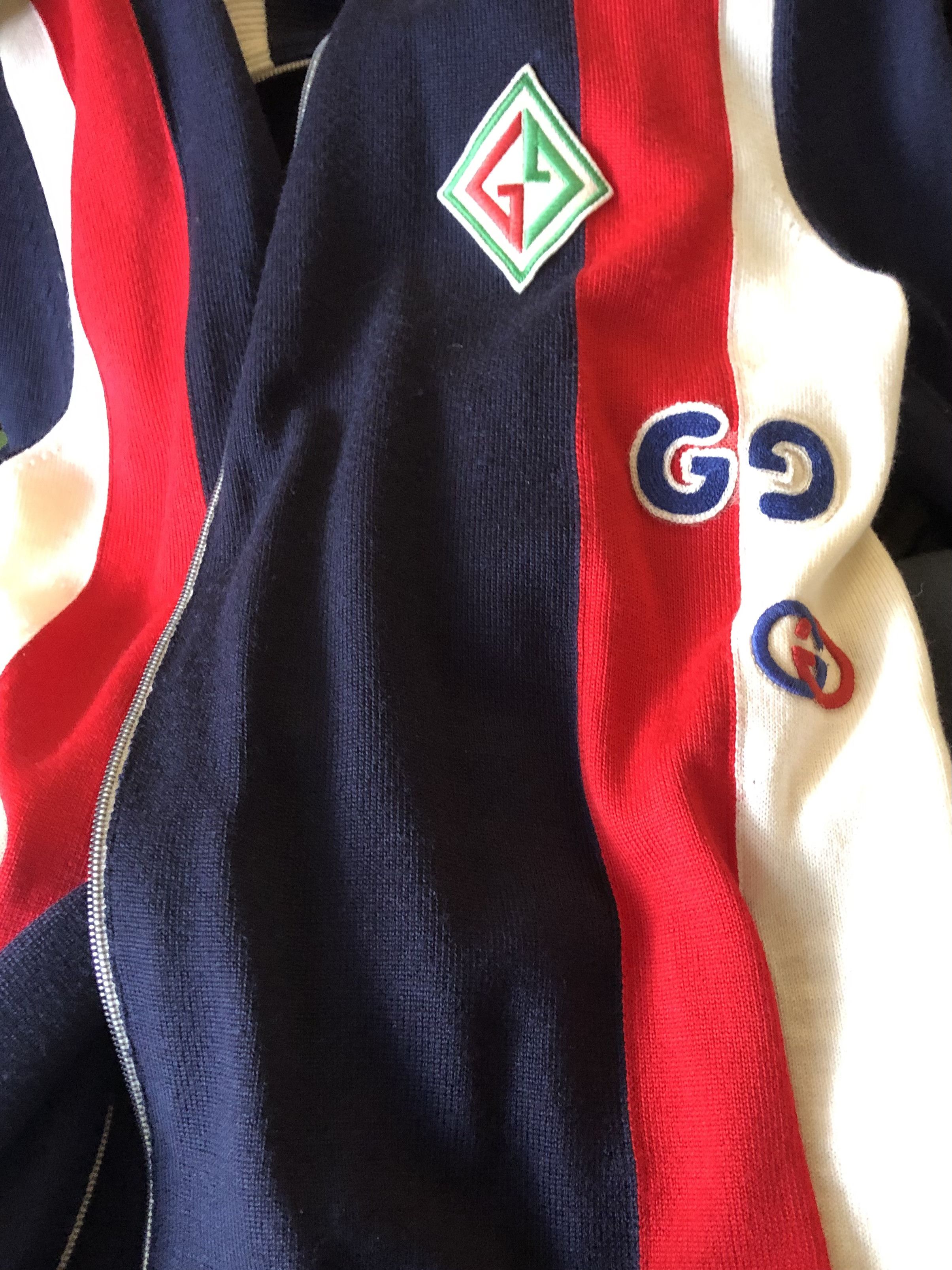Gucci Gucci GG Logo-appliquéd Striped Wool Zip-up Sweater Size US M / EU 48-50 / 2 - 7 Thumbnail