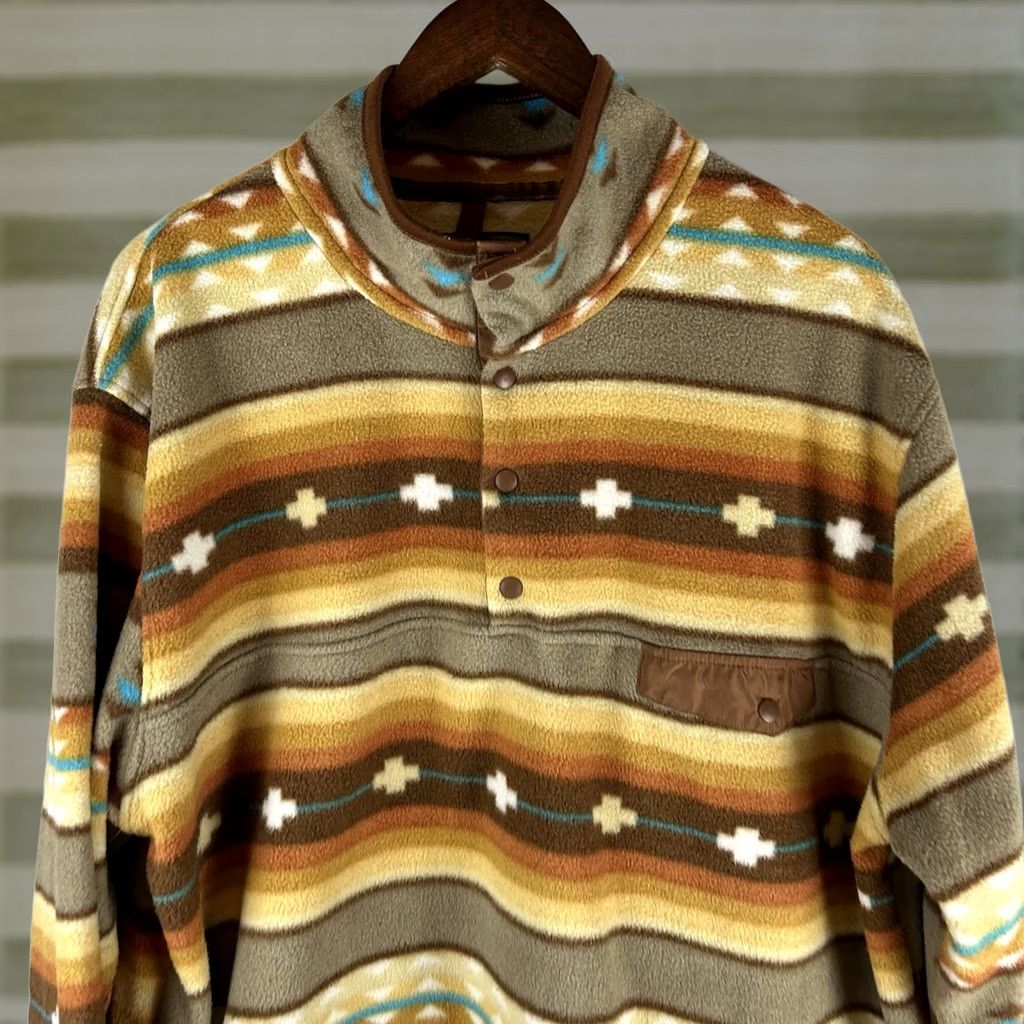 Vintage VINTAGE Cabin Fever By Ramatex Fleece Southwest Aztec 2XL 1/4 Button Pullover Pockets Mens Jacket Size US XXL / EU 58 / 5 - 1 Thumbnail