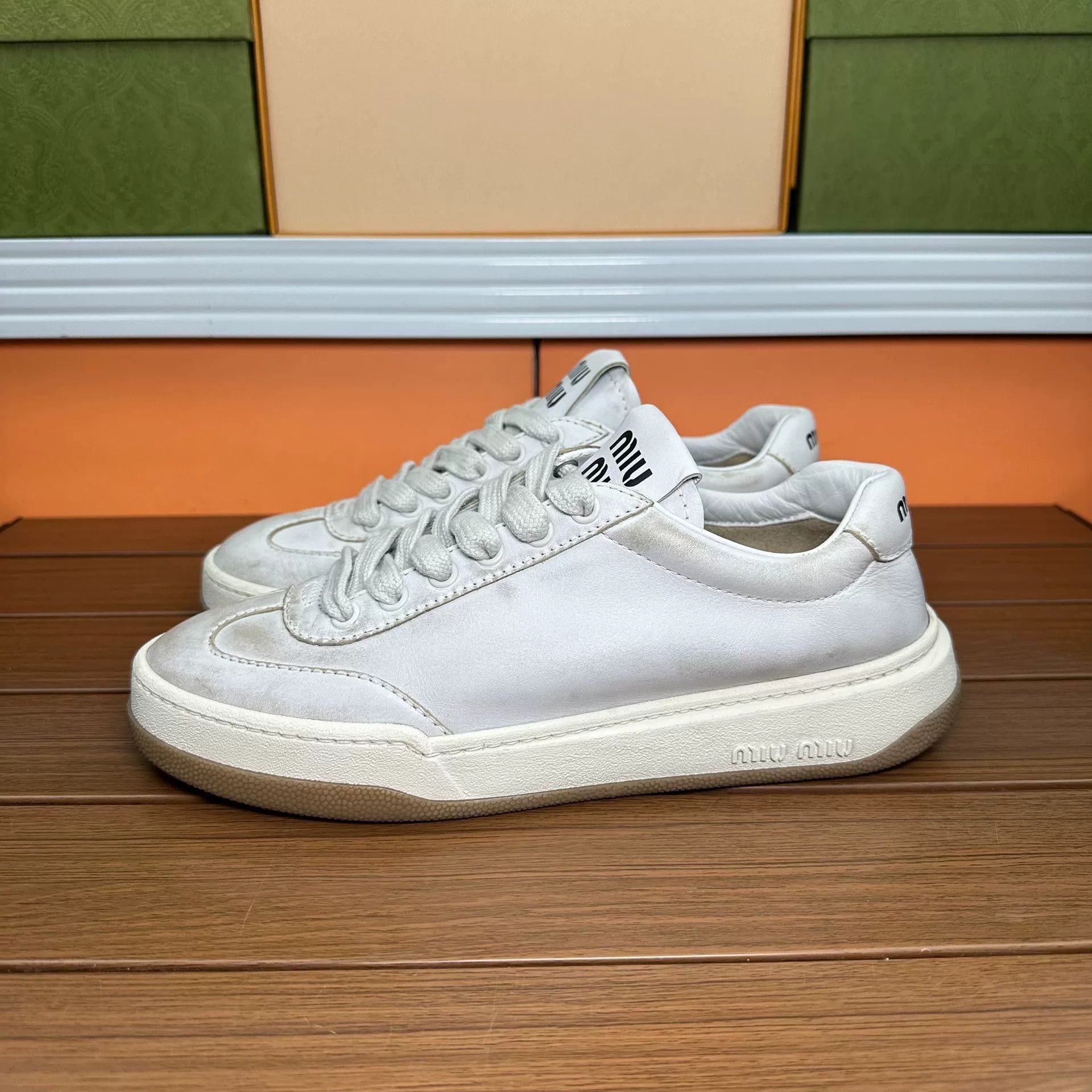 Miu Miu Miu Miu Casual White Lowtop Sneakers it_37-5 Women Size US 7.5 / IT 37.5 - 1 Thumbnail