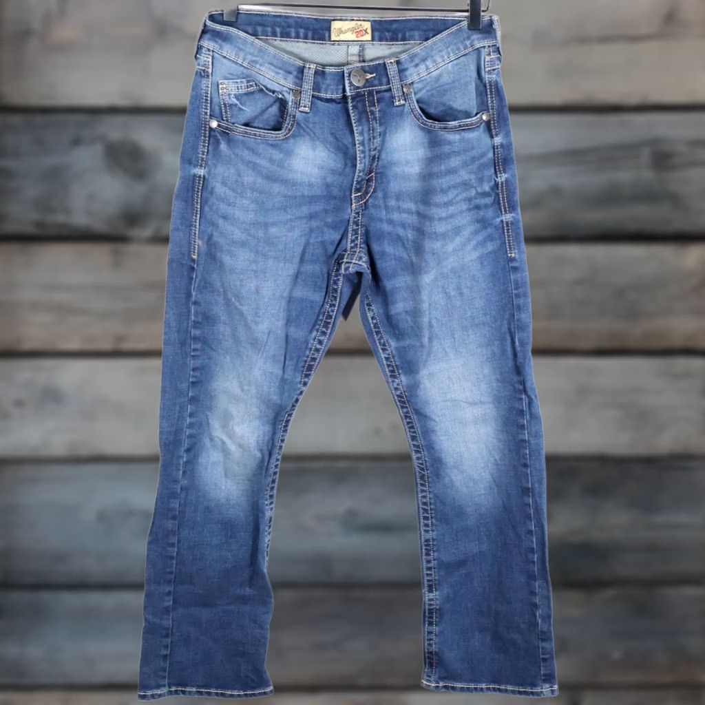 Wrangler Wrangler Jeans Men's 30 x 30 Blue Vintage Boot Style 42 Denim Cotton Elastane Zip Fly 5-Pocket Regular Inseam 30 Size US 30 / EU 46 - 1 Thumbnail