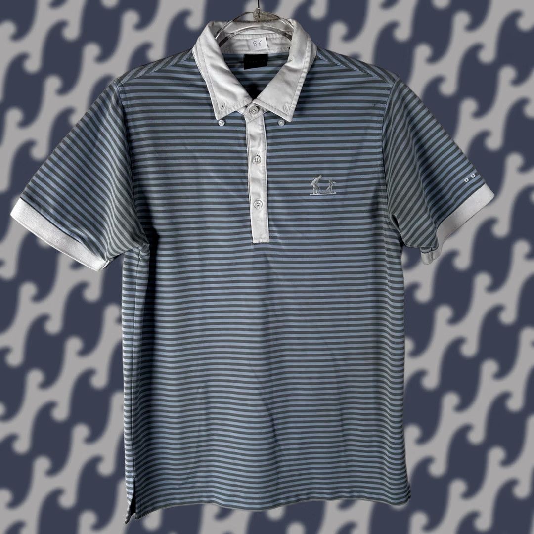 Vintage Dunning Golf Polo Shirt Mens Large Slim Fit Blue Striped Short Sleeve Logo Size US L / EU 52-54 / 3 - 1 Thumbnail