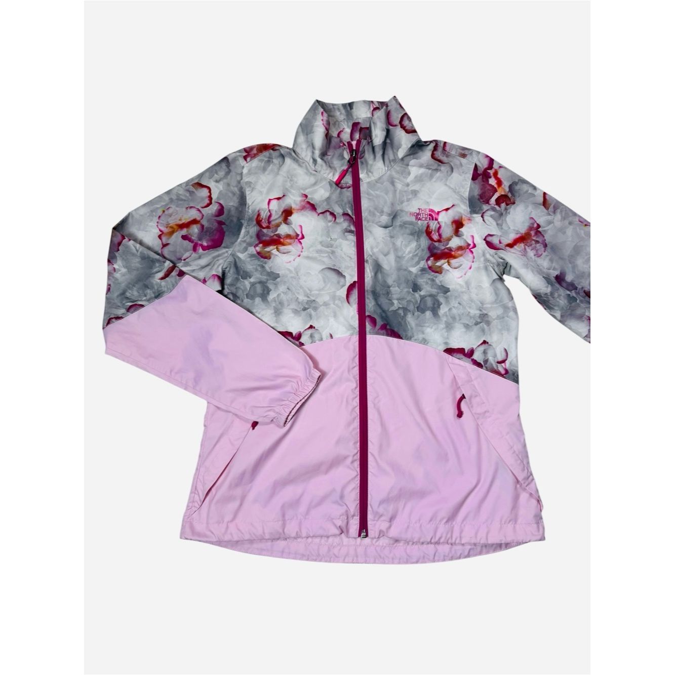 The North Face The North Face Pink & Gray Floral-Print Rain Jacket Size M Size M / US 6-8 / IT 42-44 - 2 Thumbnail