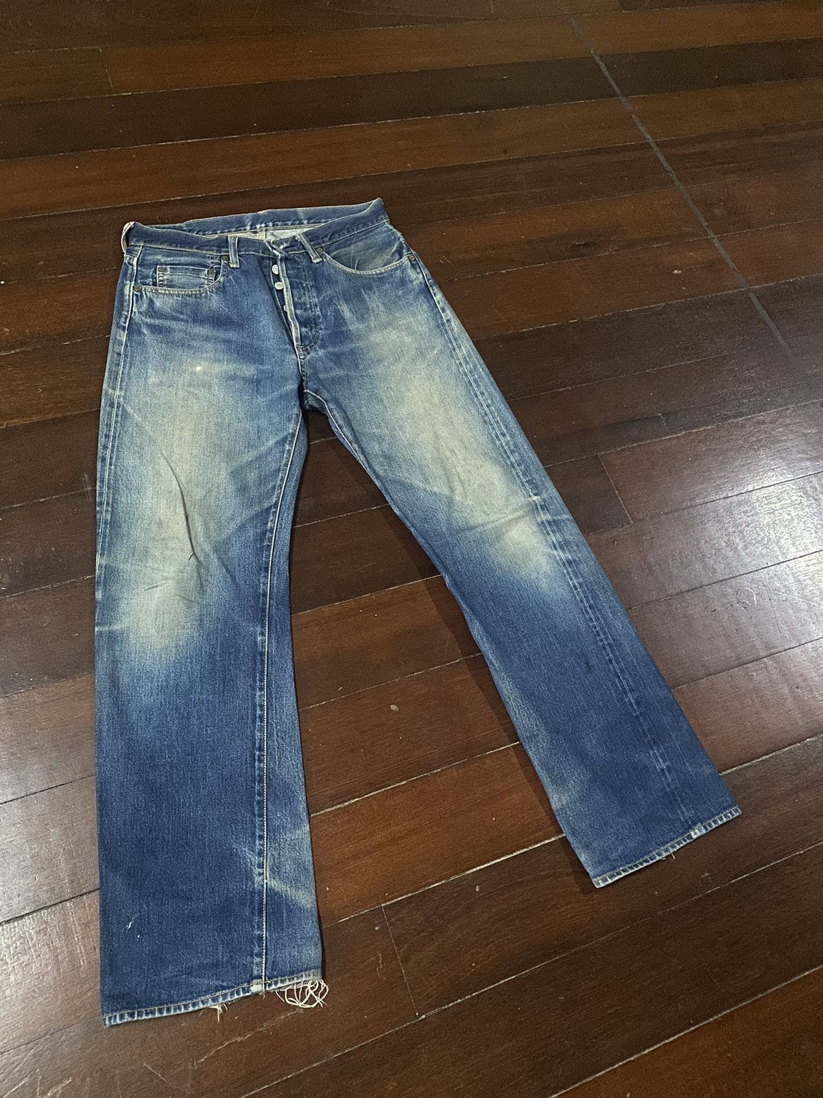 Vintage SICK 👊🏻🔥🔥 SEWING CHOP JAPANES BRAND JEANS SELVEDGE DISTRESSED Size US 32 / EU 48 - 2 Thumbnail
