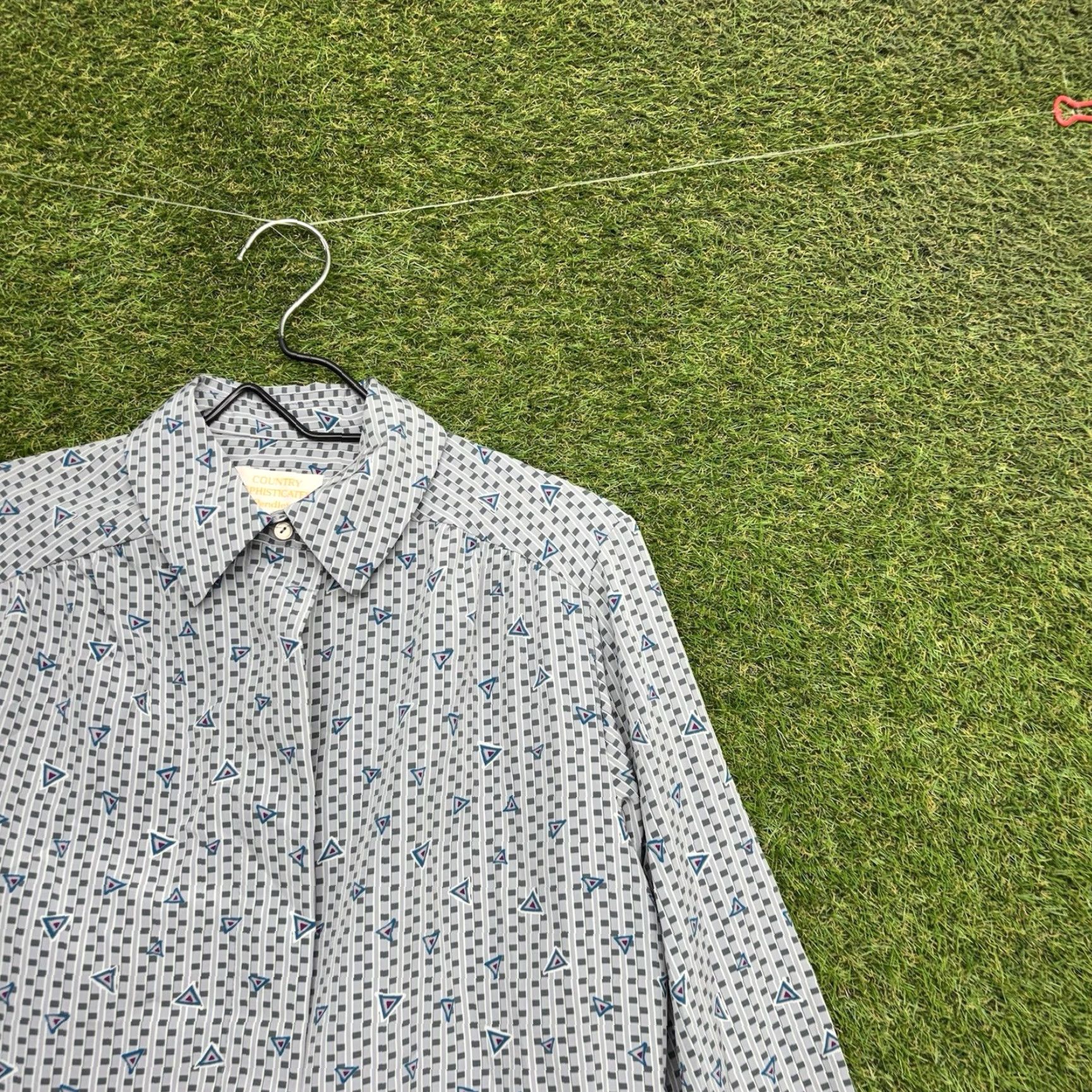Pendleton VINTAGE Pendleton Shirt Womens 12 Blue Geometric 80s Classic Button Up Blouse Modest Size XL / US 12-14 / IT 48-50 - 3 Thumbnail