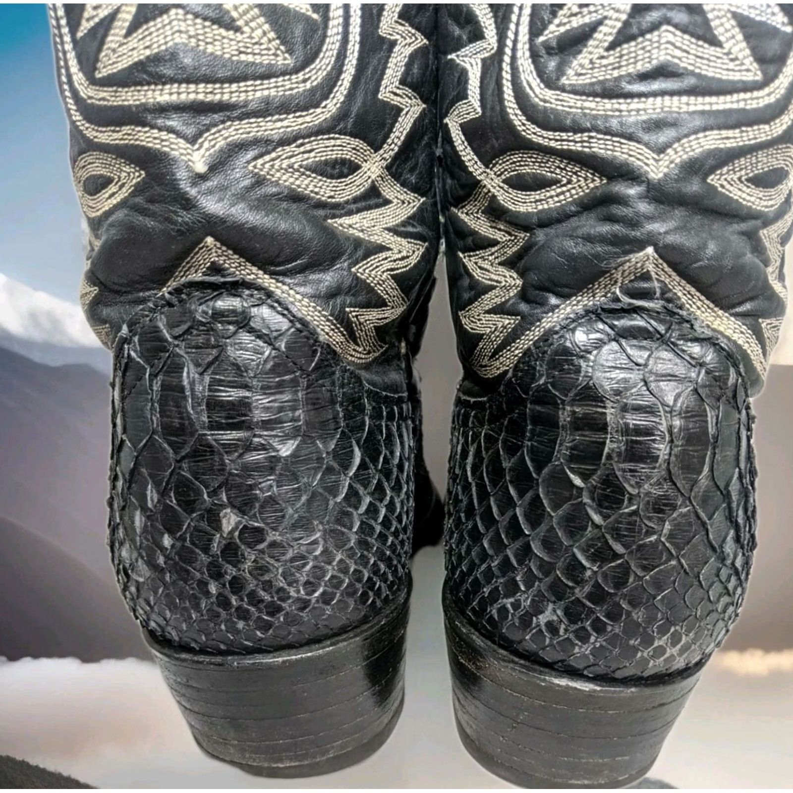 Vintage Cowtown Back Cut Python Skin Country Western Boots Mens 7.5 EE Wide Size US 8 / EU 41 - 6 Thumbnail
