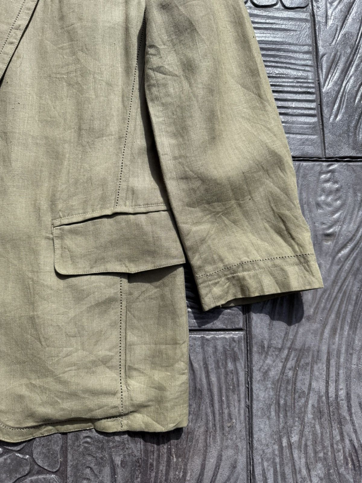 Issey Miyake Issey Miyake Tailored Linen Laurel Green Blazer Jacket Size 38R - 3 Thumbnail