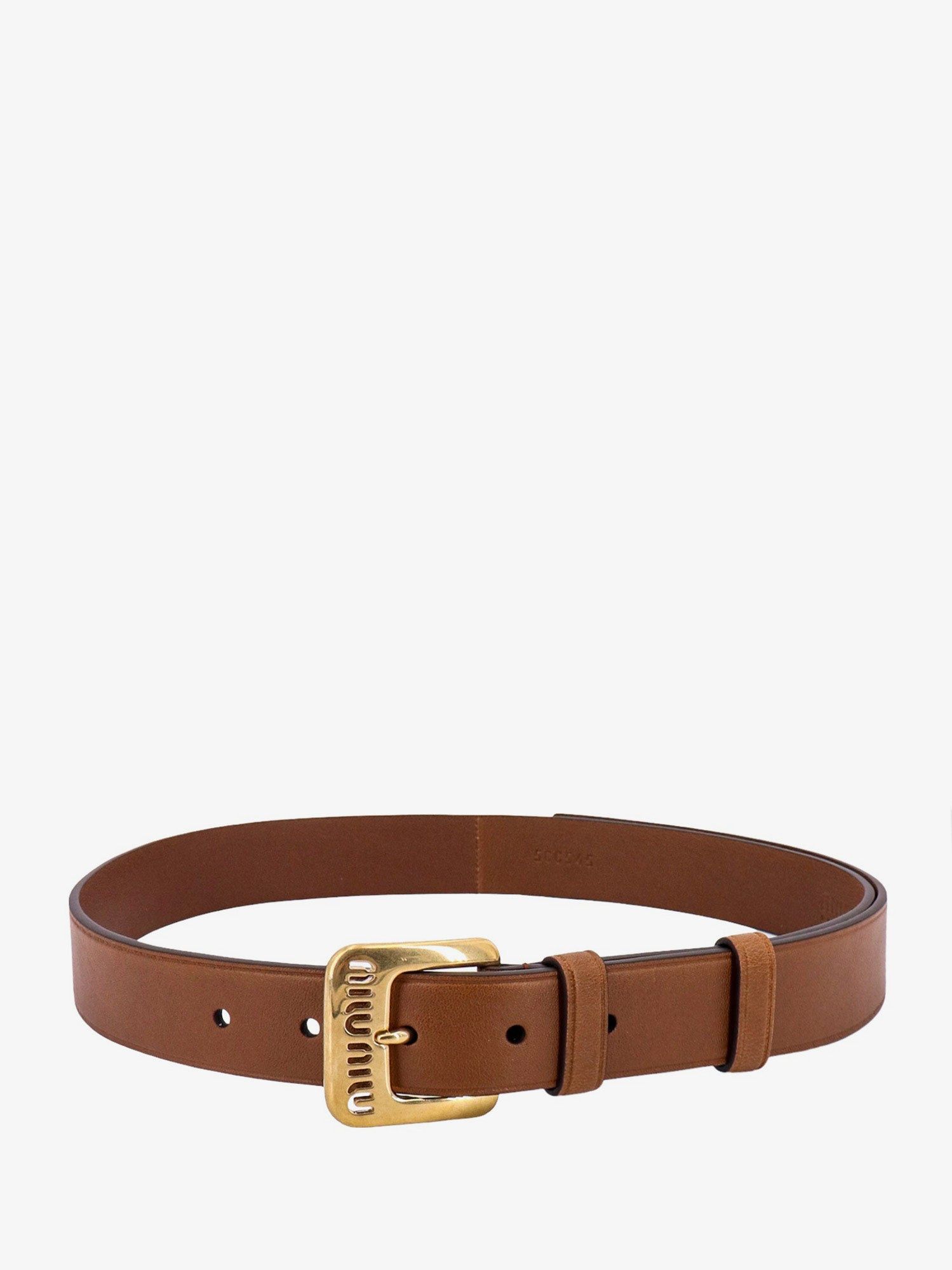 MIUMIU Gold Platedx leather belt logo bracelet Accessories Brown
