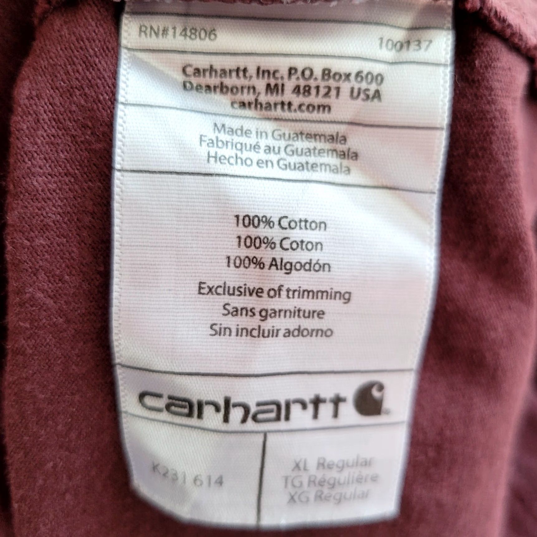 Carhartt Carhartt Long-Sleeve T-Shirt | Carhartt | T-Shirt | Men | XL | maroon | 100% Cotton | Original Fit Size US XL / EU 56 / 4 - 6 Thumbnail