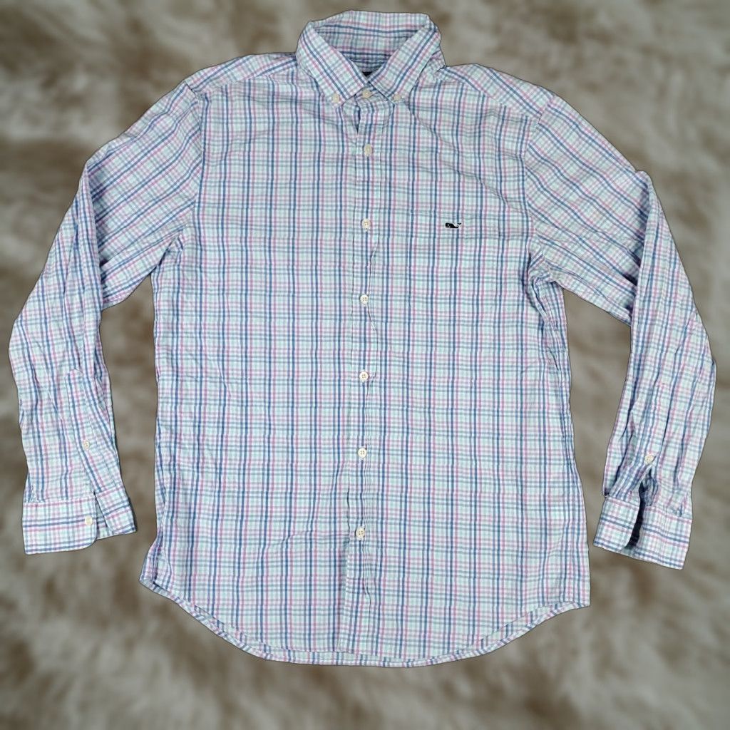 Vineyard Vines VINEYARD VINES Blue Plaid Button-Up Shirt Mens Medium Long Sleeve Casual Preppy Size US M / EU 48-50 / 2 - 1 Thumbnail