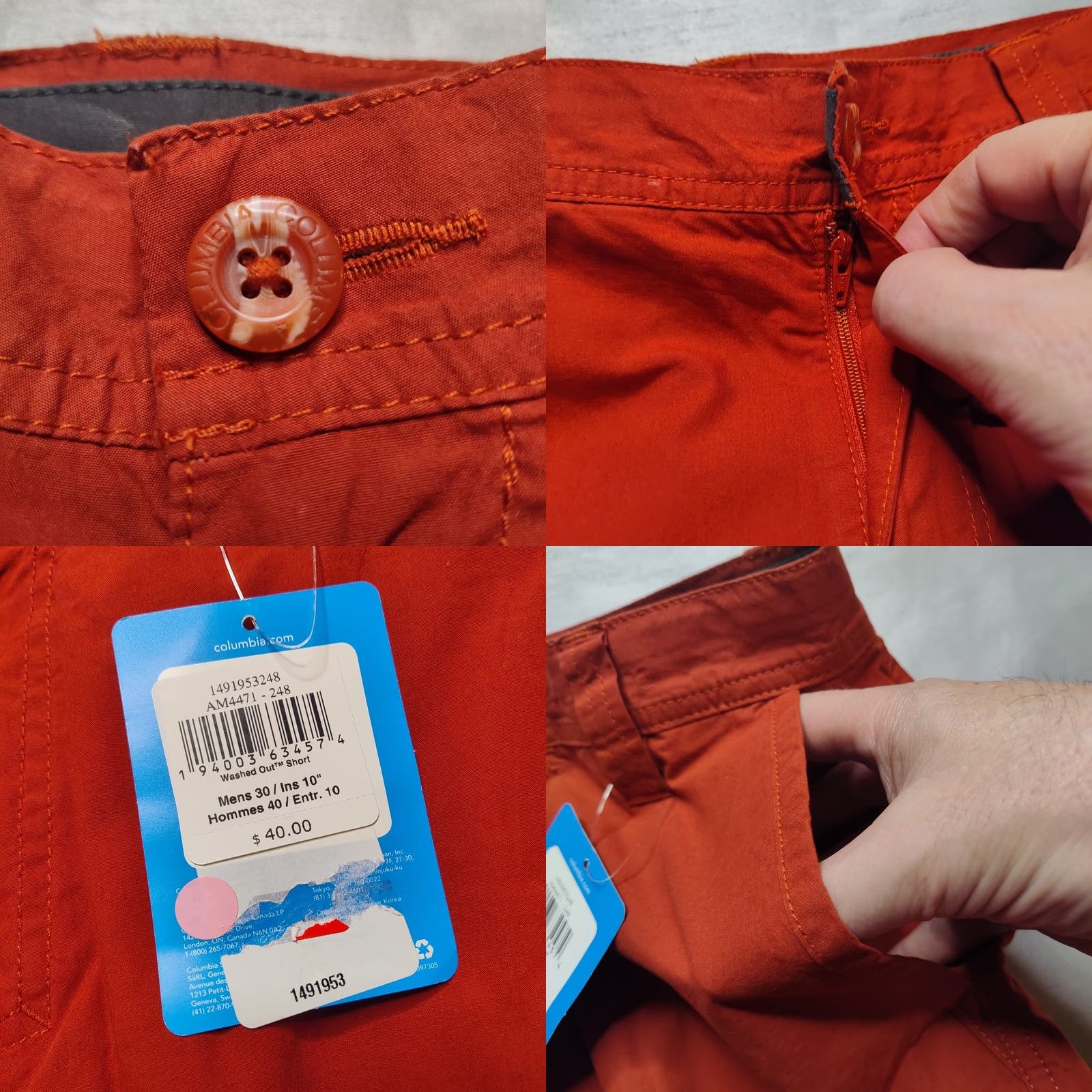 Vintage Columbia Men 30 Dark Sienna 100% Cotton 10" Washed Out Shorts NEW Similiar Brown Chino 30 Mens Size US 30 / EU 46 - 8 Thumbnail